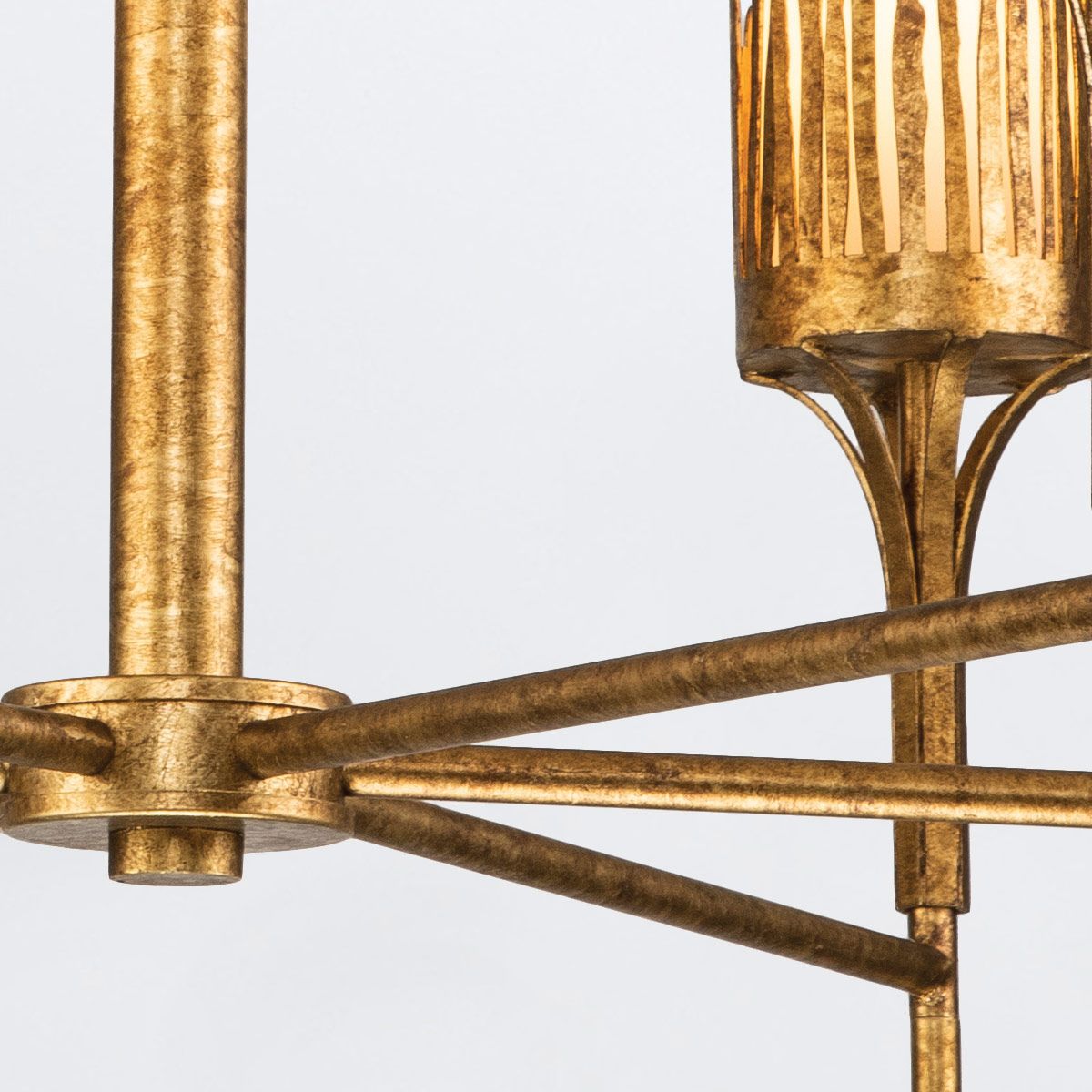 Quintiesse Sawgrass 6 Light Chandelier - Gold Leaf with Antique Glaze