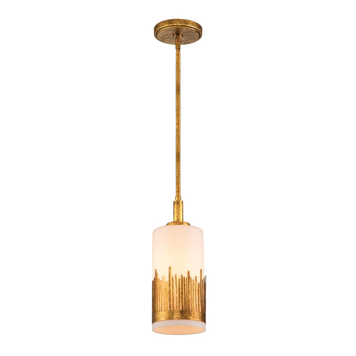 Quintiesse Sawgrass 1 Light Pendant - Gold Leaf with Antique Glaze
