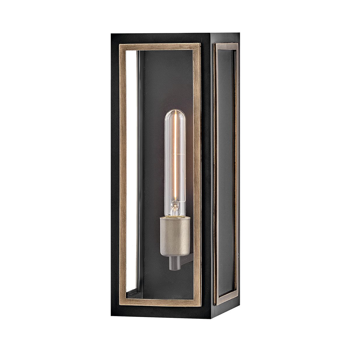 Quintiesse Shaw 1 Light Wall Lantern - Black with Burnished Bronze accents