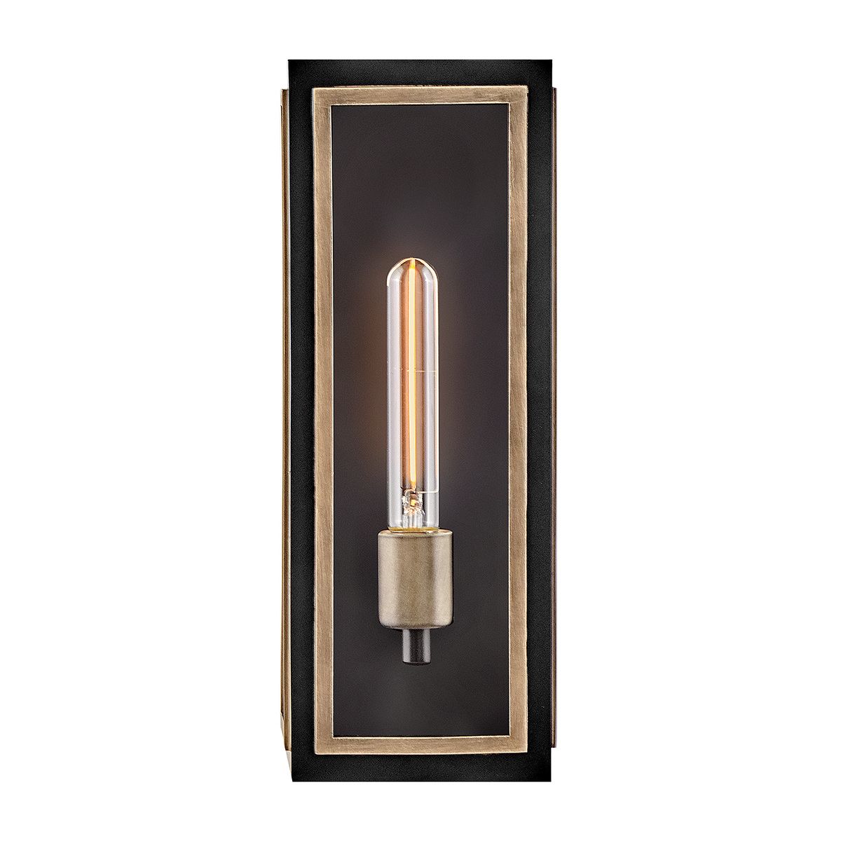 Quintiesse Shaw 1 Light Wall Lantern - Black with Burnished Bronze accents