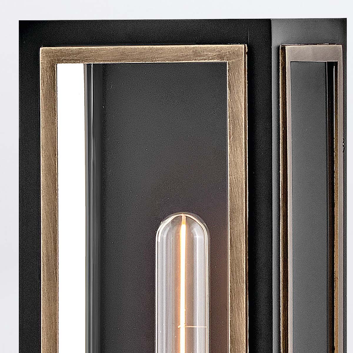 Quintiesse Shaw 1 Light Wall Lantern - Black with Burnished Bronze accents