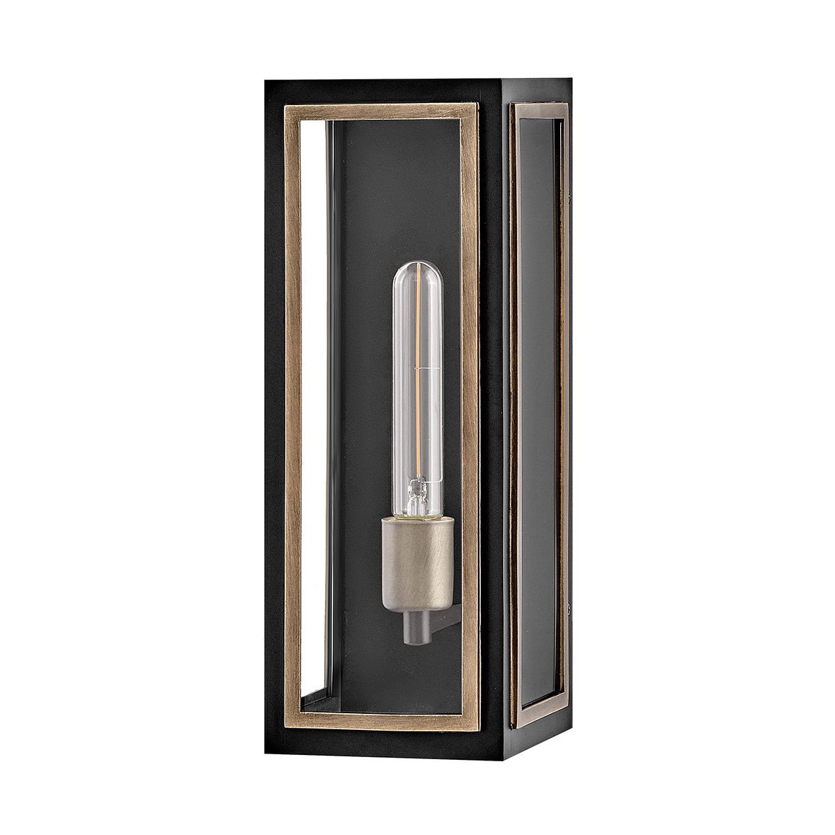 Quintiesse Shaw 1 Light Wall Lantern - Black with Burnished Bronze accents