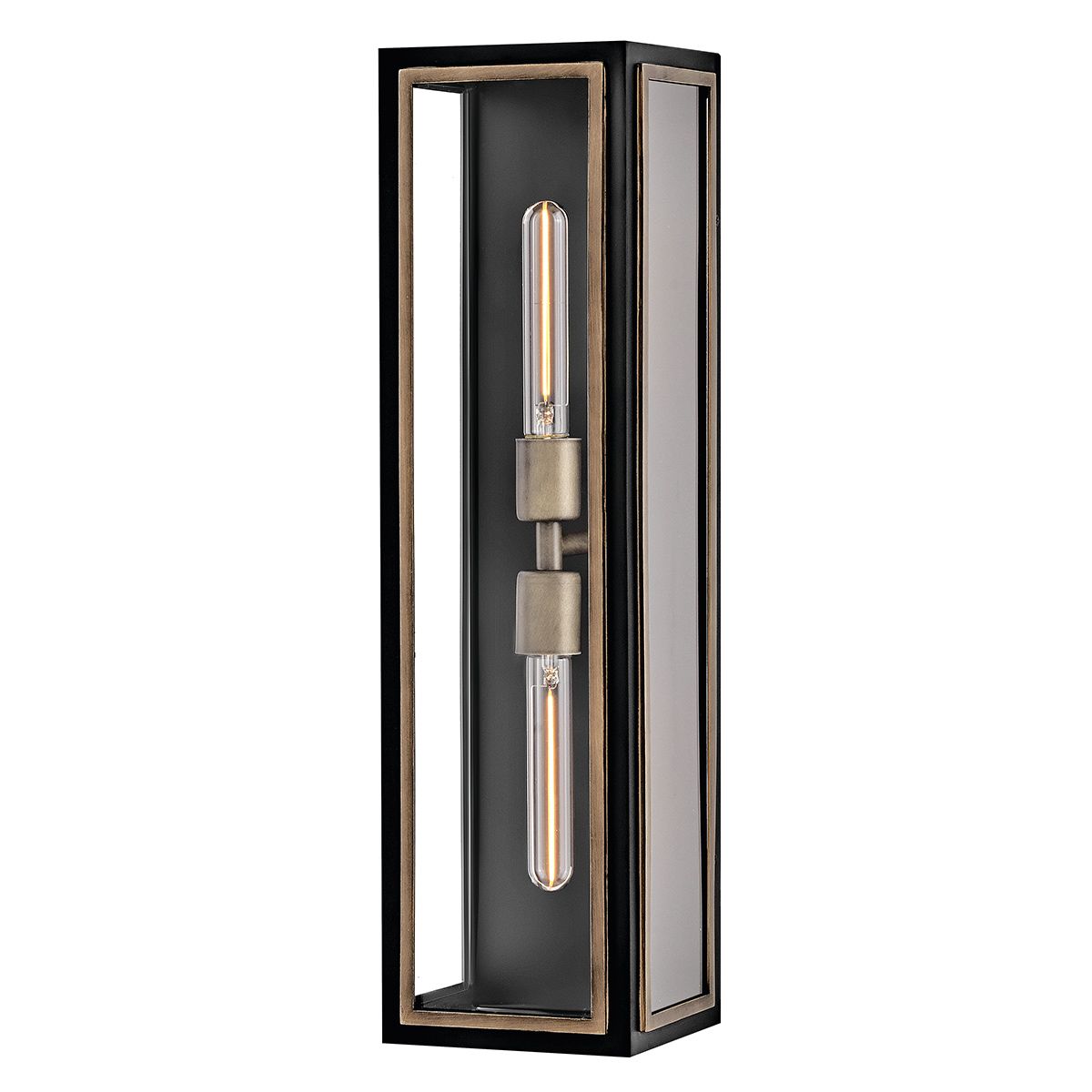 Quintiesse Shaw 2 Light Wall Lantern - Black with Burnished Bronze accents