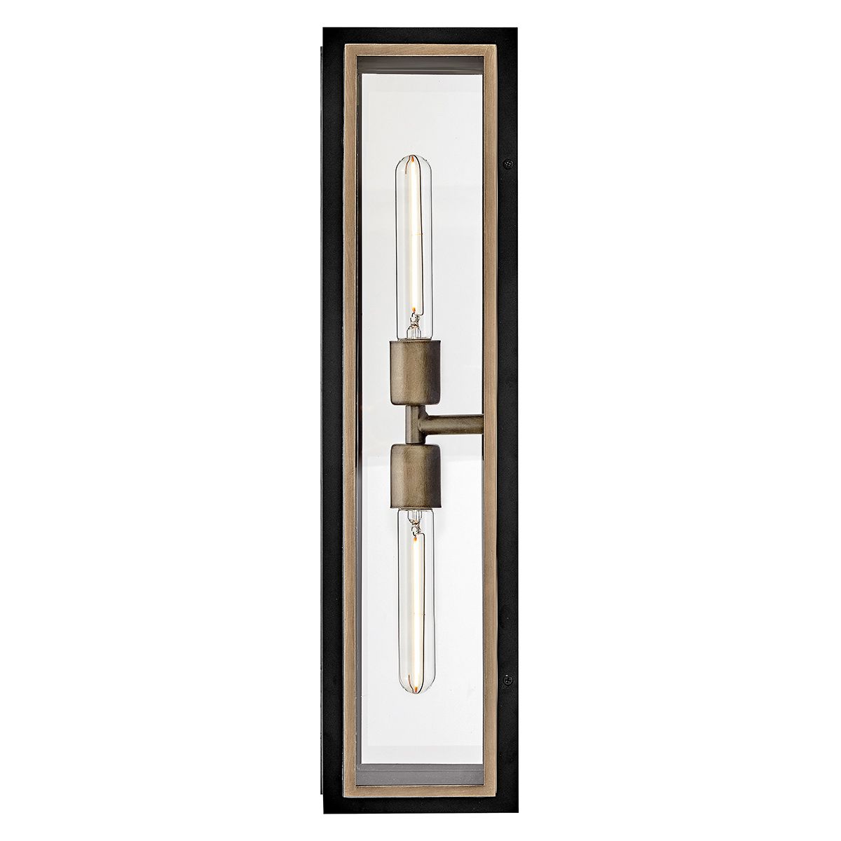 Quintiesse Shaw 2 Light Wall Lantern - Black with Burnished Bronze accents