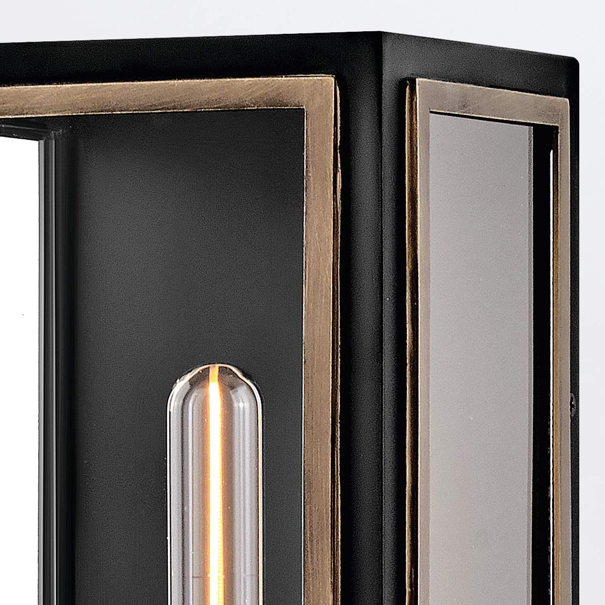 Quintiesse Shaw 2 Light Wall Lantern - Black with Burnished Bronze accents