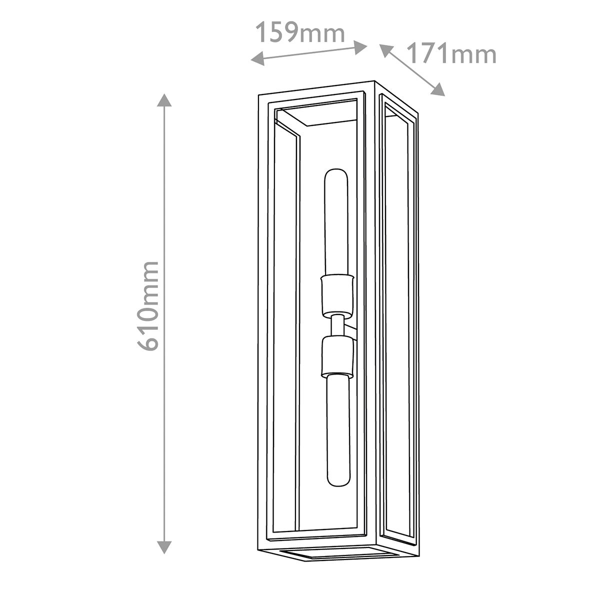 Quintiesse Shaw 2 Light Wall Lantern - Black with Burnished Bronze accents