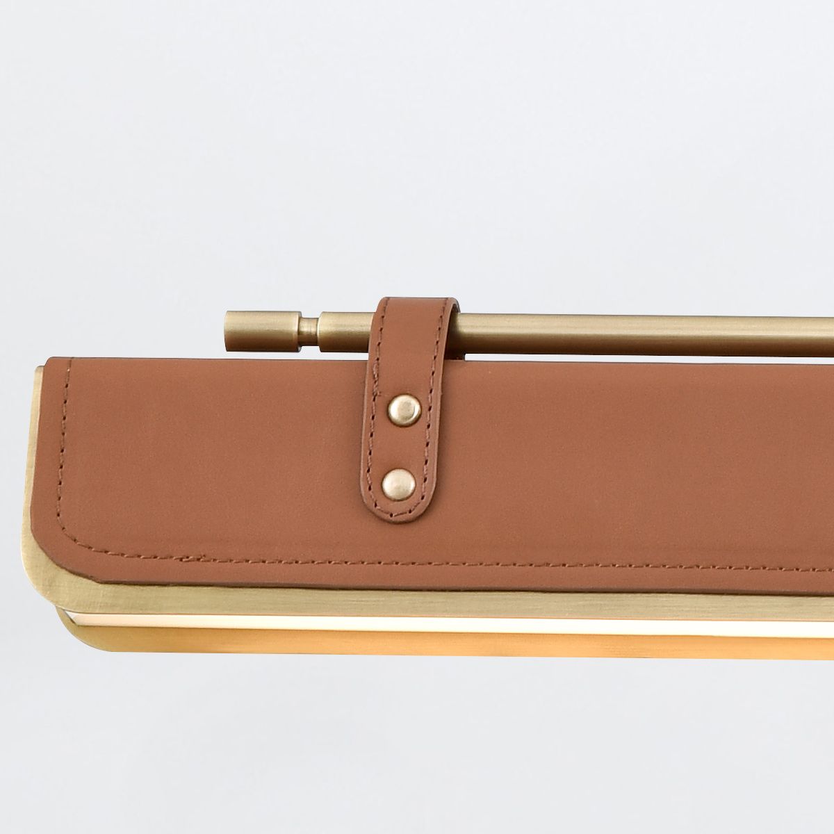 Quintiesse Valise LED Linear Pendant - Vintage Brass & Cognac Leather