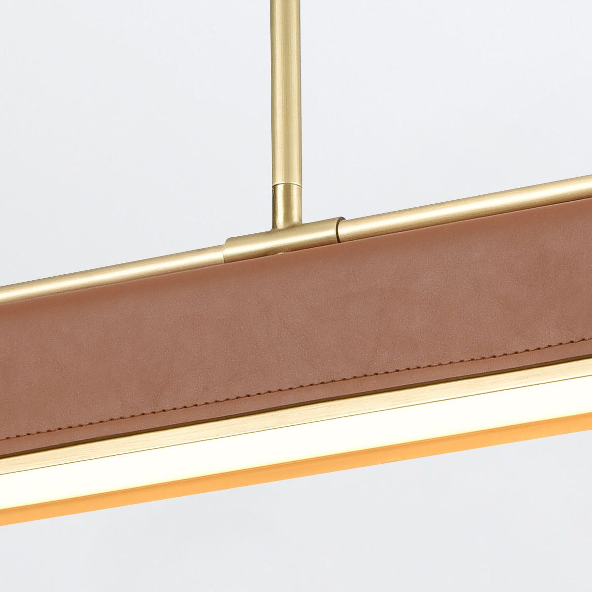 Quintiesse Valise LED Linear Pendant - Vintage Brass & Cognac Leather