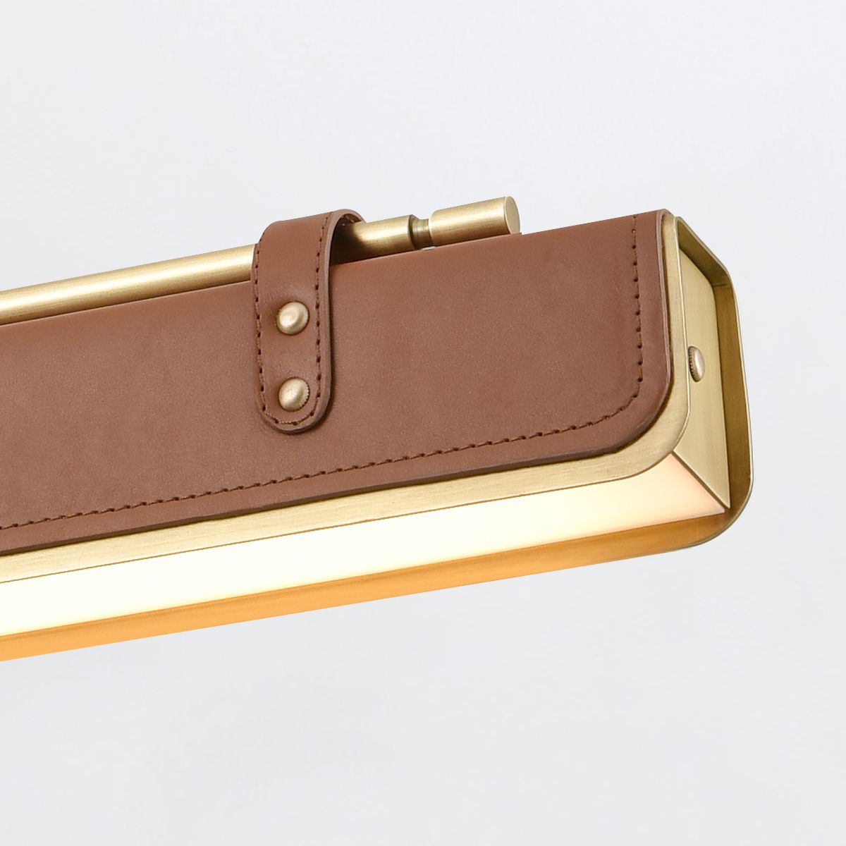 Quintiesse Valise LED Linear Pendant - Vintage Brass & Cognac Leather
