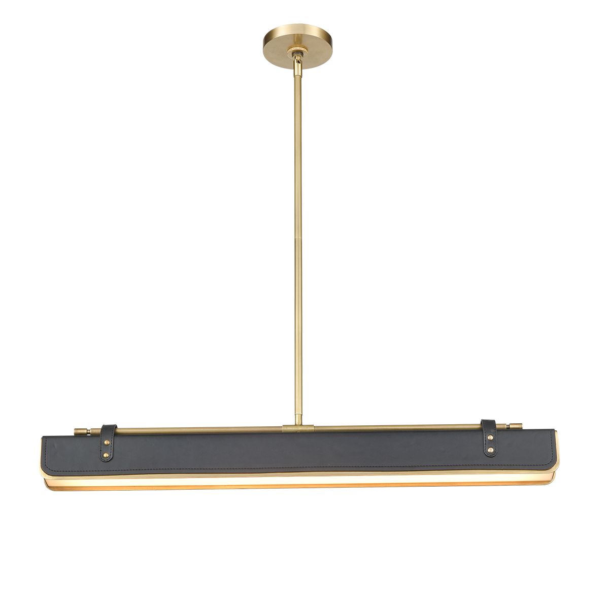 Quintiesse Valise LED Linear Pendant - Vintage Brass & Tuxedo Leather
