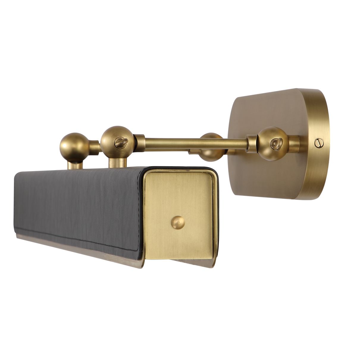 Quintiesse Valise Large LED Picture Light - Vintage Brass & Tuxedo Leather