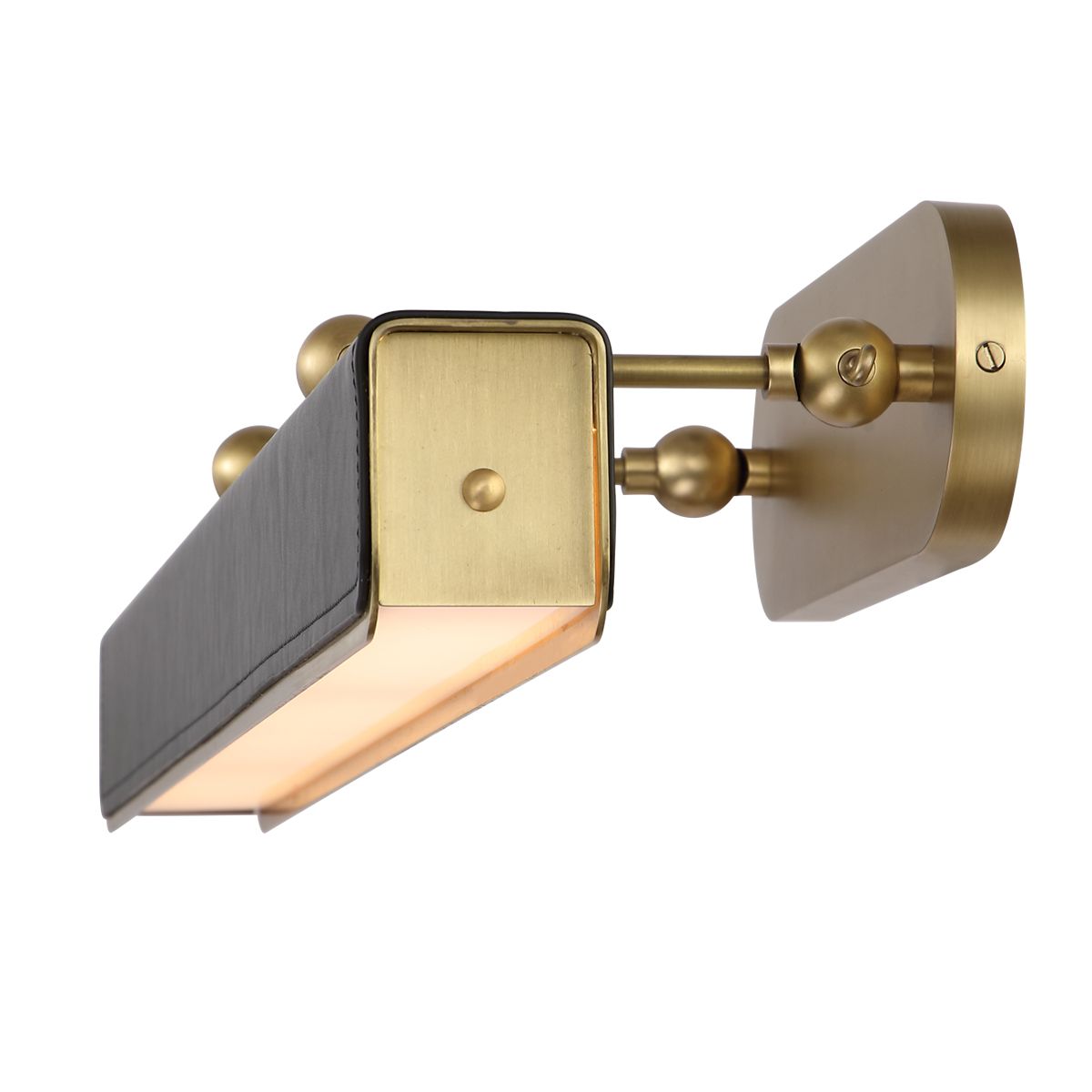 Quintiesse Valise Large LED Picture Light - Vintage Brass & Tuxedo Leather