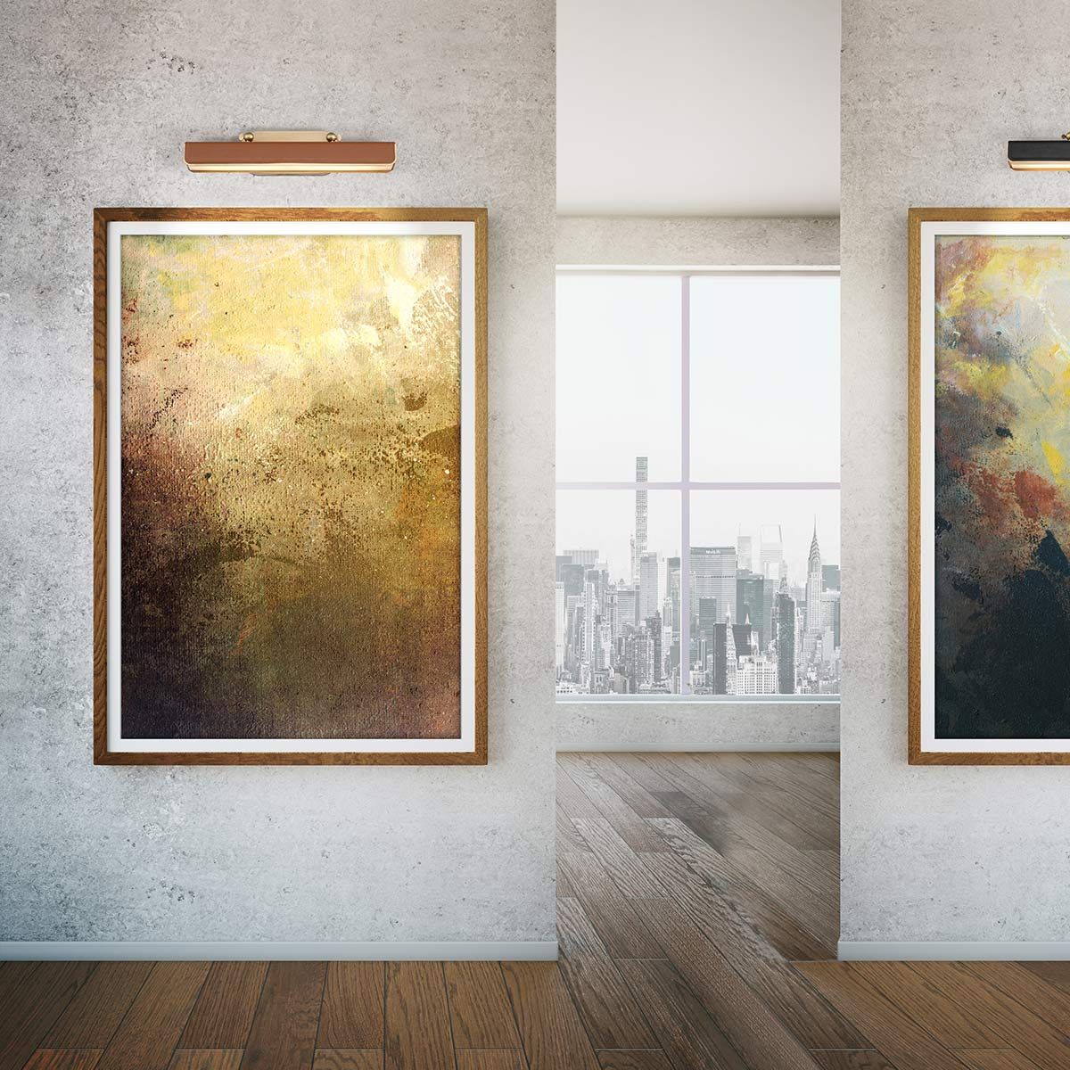 Quintiesse Valise Medium LED Picture Light - Vintage Brass & Cognac Leather