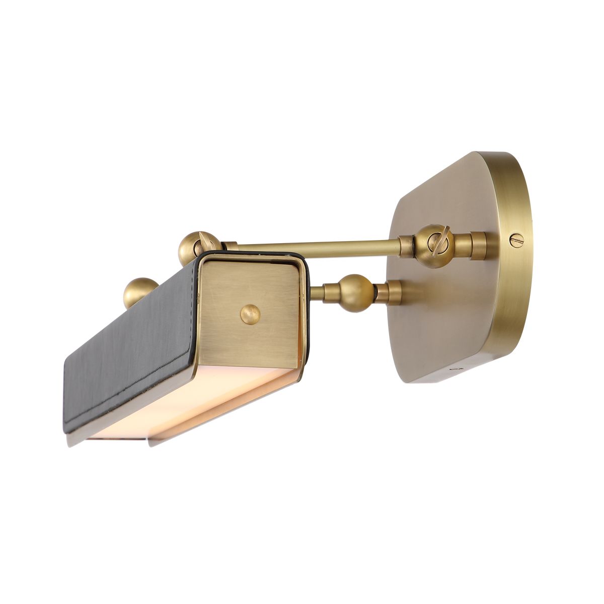 Quintiesse Valise Medium LED Picture Light - Vintage Brass & Tuxedo Leather