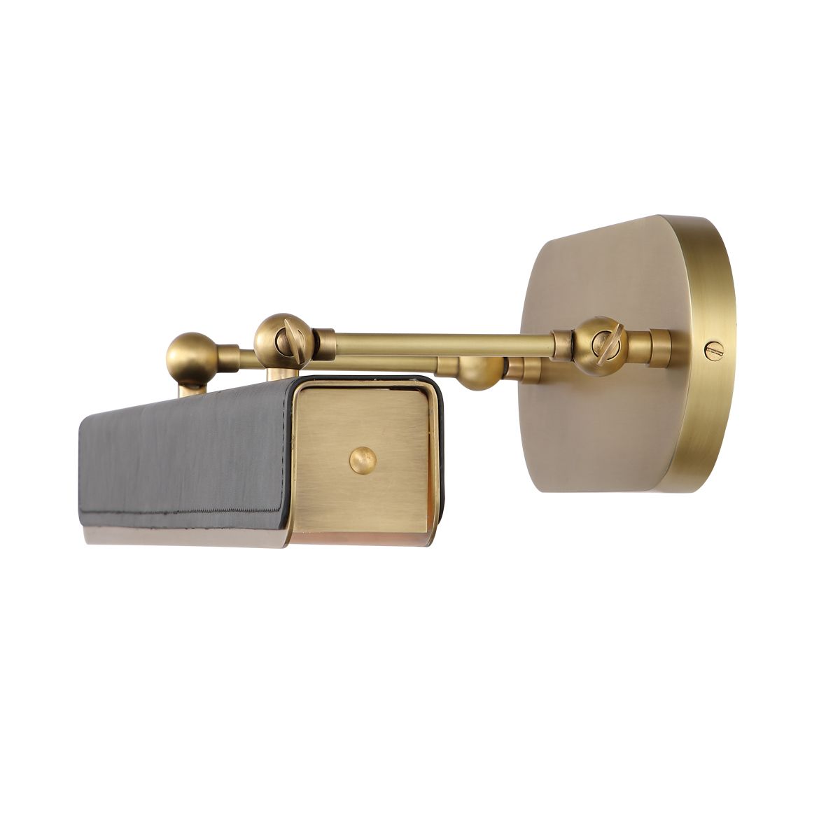 Quintiesse Valise Medium LED Picture Light - Vintage Brass & Tuxedo Leather