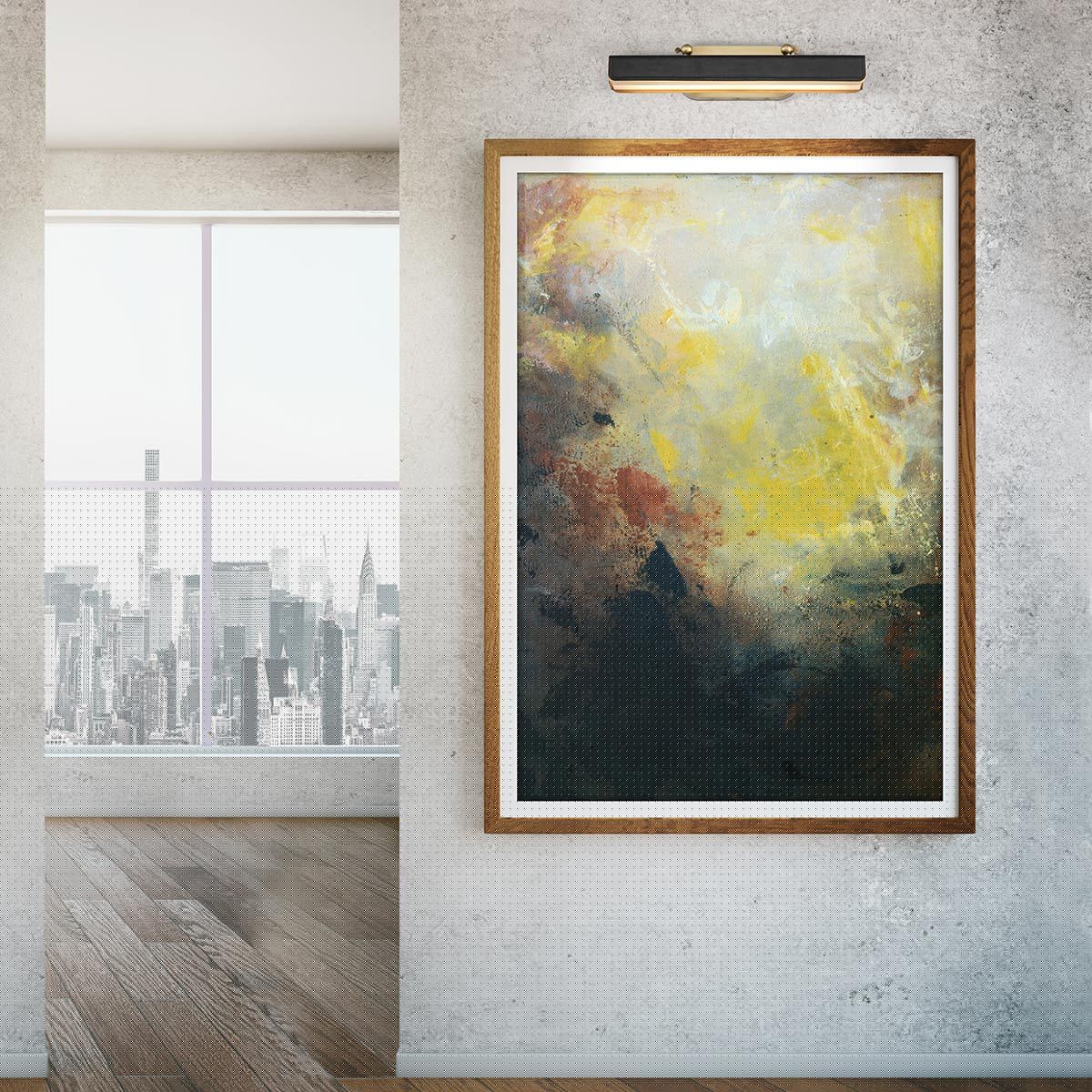 Quintiesse Valise Medium LED Picture Light - Vintage Brass & Tuxedo Leather