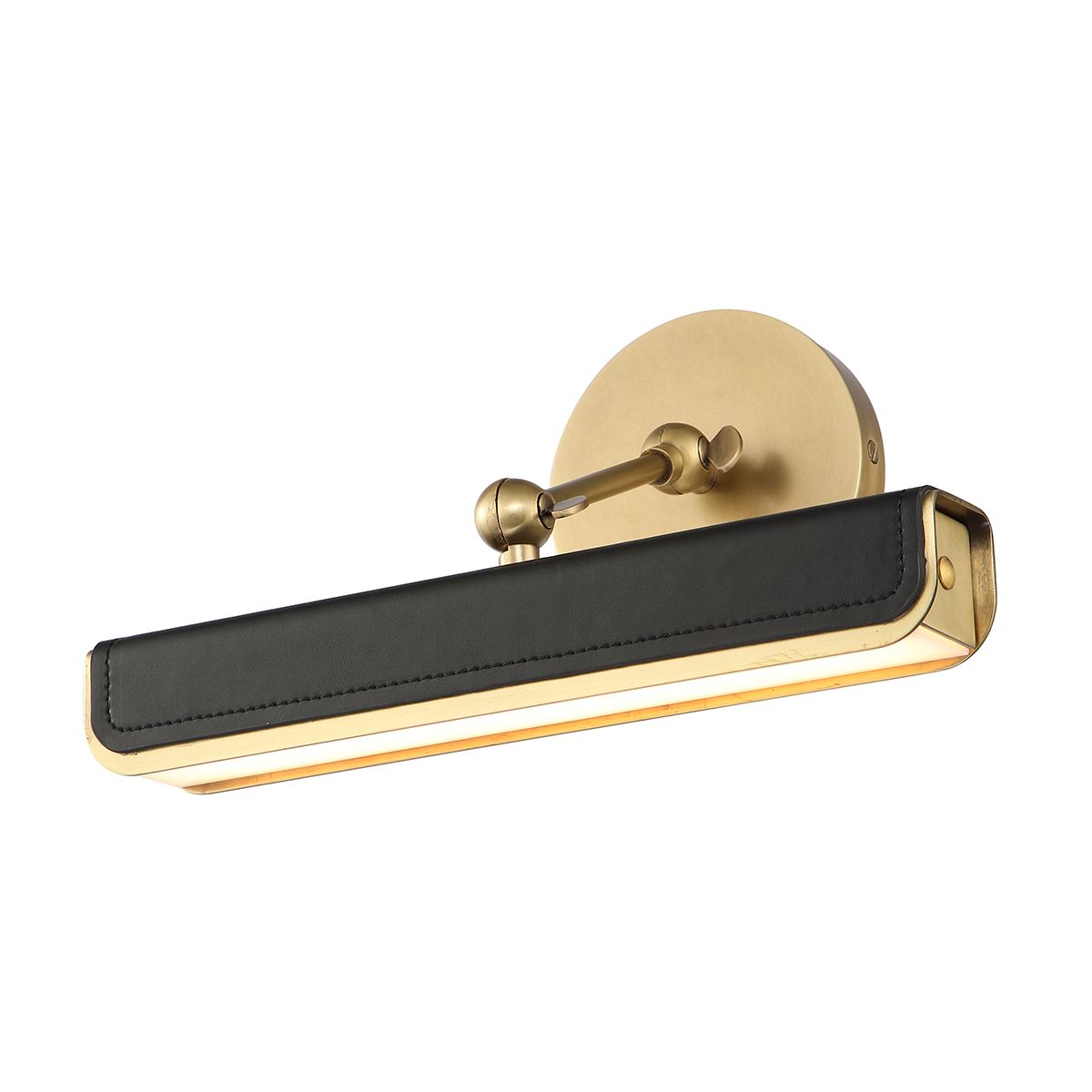 Quintiesse Valise Small LED Picture Light - Vintage Brass & Tuxedo Leather