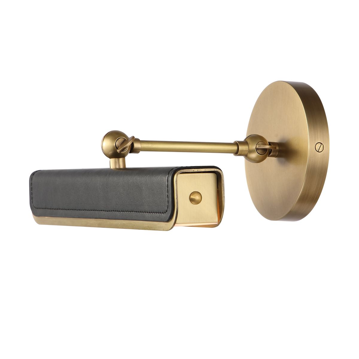 Quintiesse Valise Small LED Picture Light - Vintage Brass & Tuxedo Leather