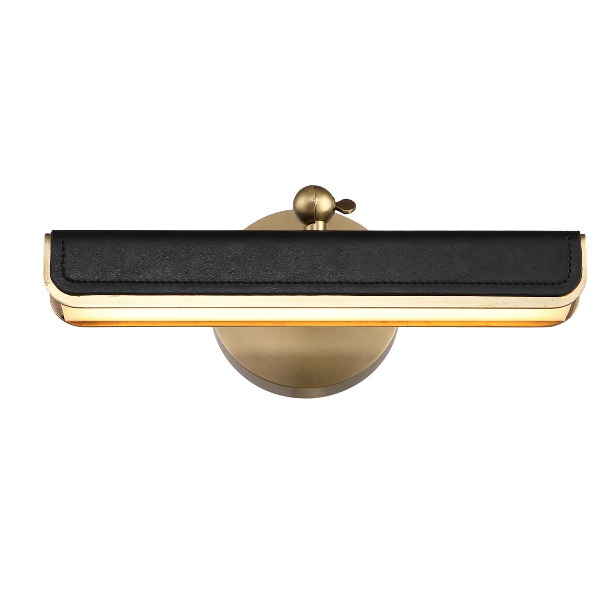 Quintiesse Valise Small LED Picture Light - Vintage Brass & Tuxedo Leather