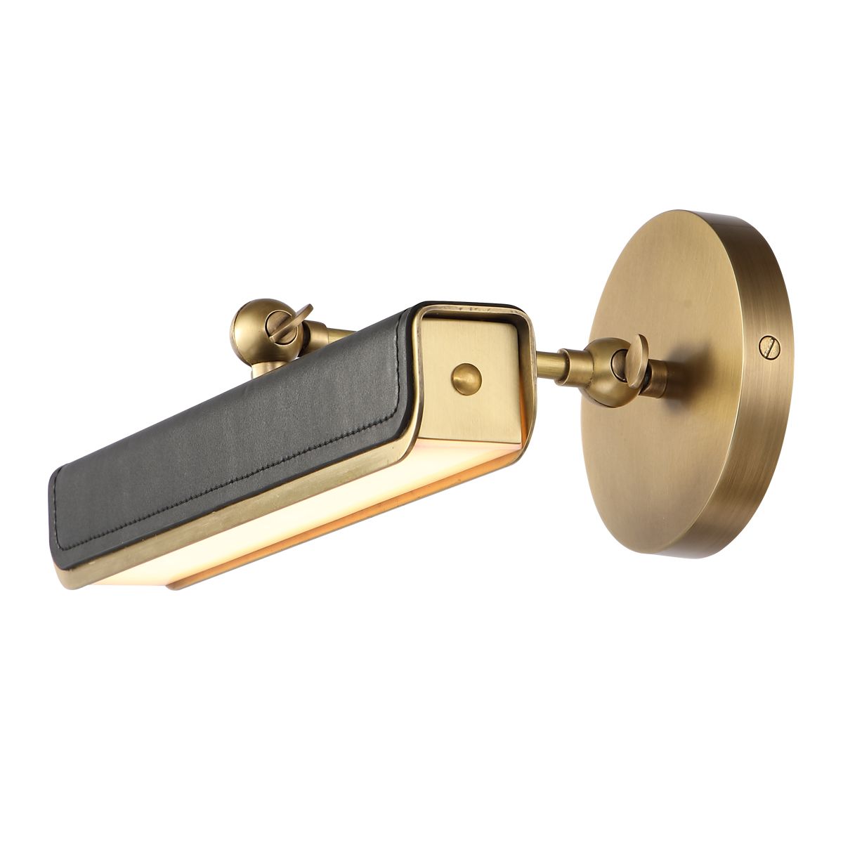 Quintiesse Valise Small LED Picture Light - Vintage Brass & Tuxedo Leather