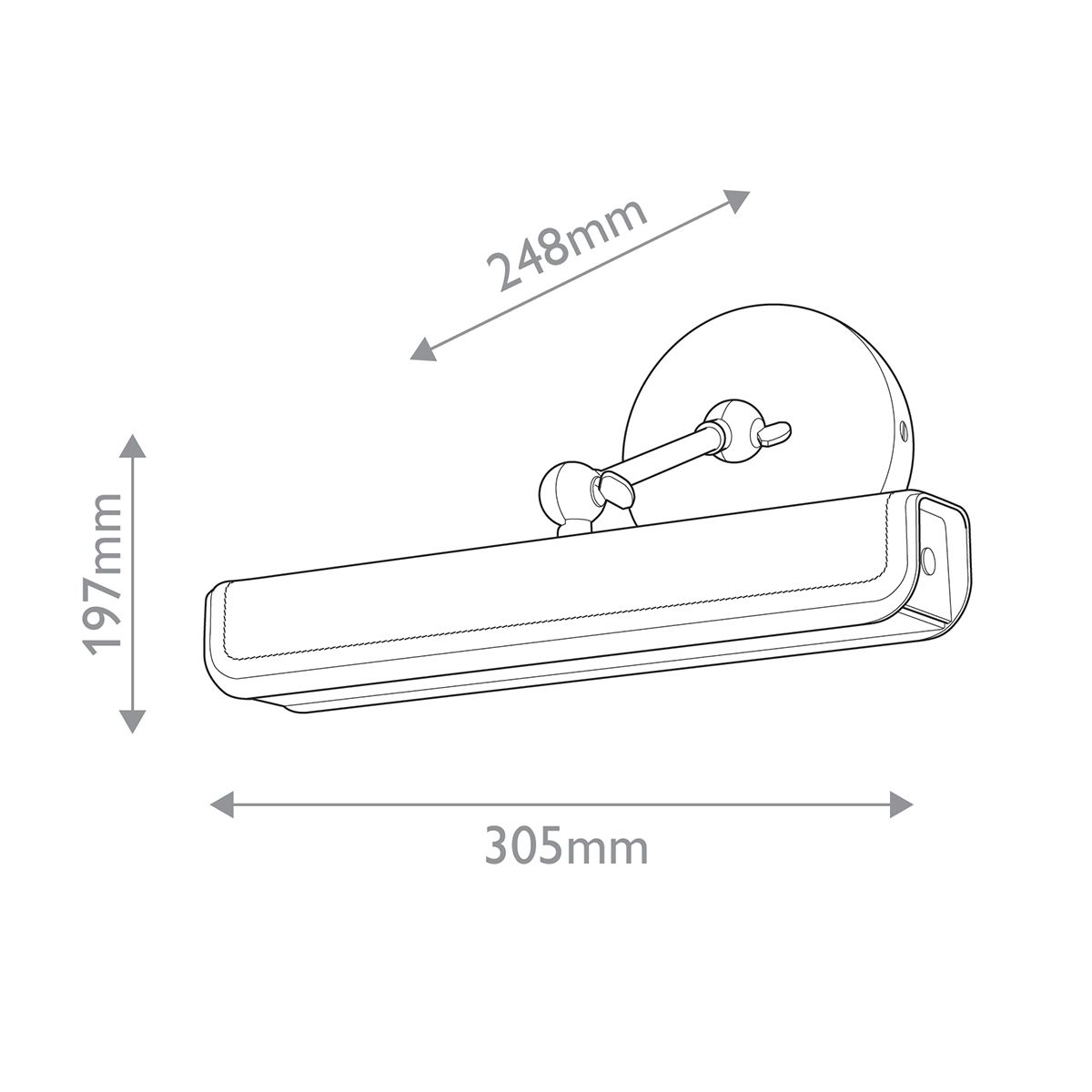 Quintiesse Valise Small LED Picture Light - Vintage Brass & Tuxedo Leather