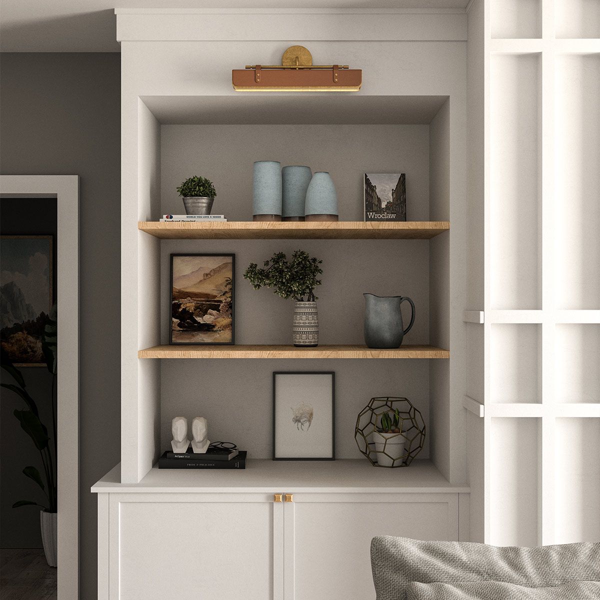 Quintiesse Valise LED Wall Light - Vintage Brass & Cognac Leather