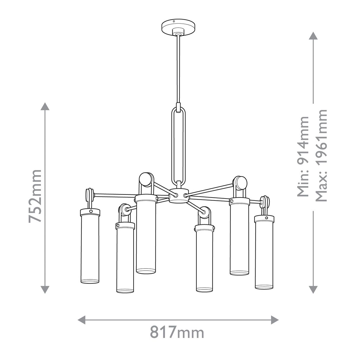 Quintiesse Wynwood 6 Light Chandelier - Urban Bronze