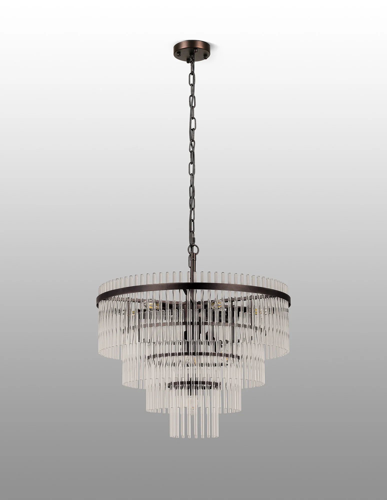Robin 60cm Pendant & Semi Ceiling 10 Light - Brown Oxide & Clear Glass Rods
