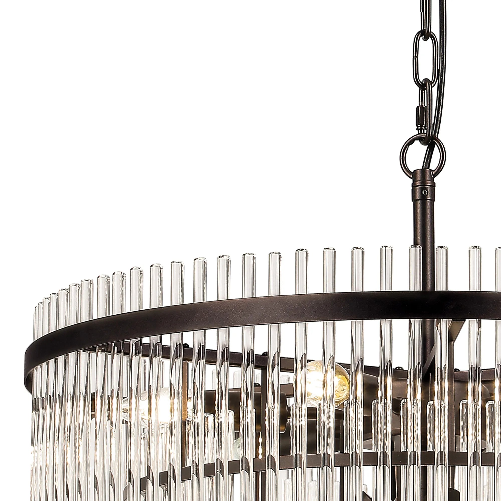 Robin 60cm Pendant & Semi Ceiling 10 Light - Brown Oxide & Clear Glass Rods