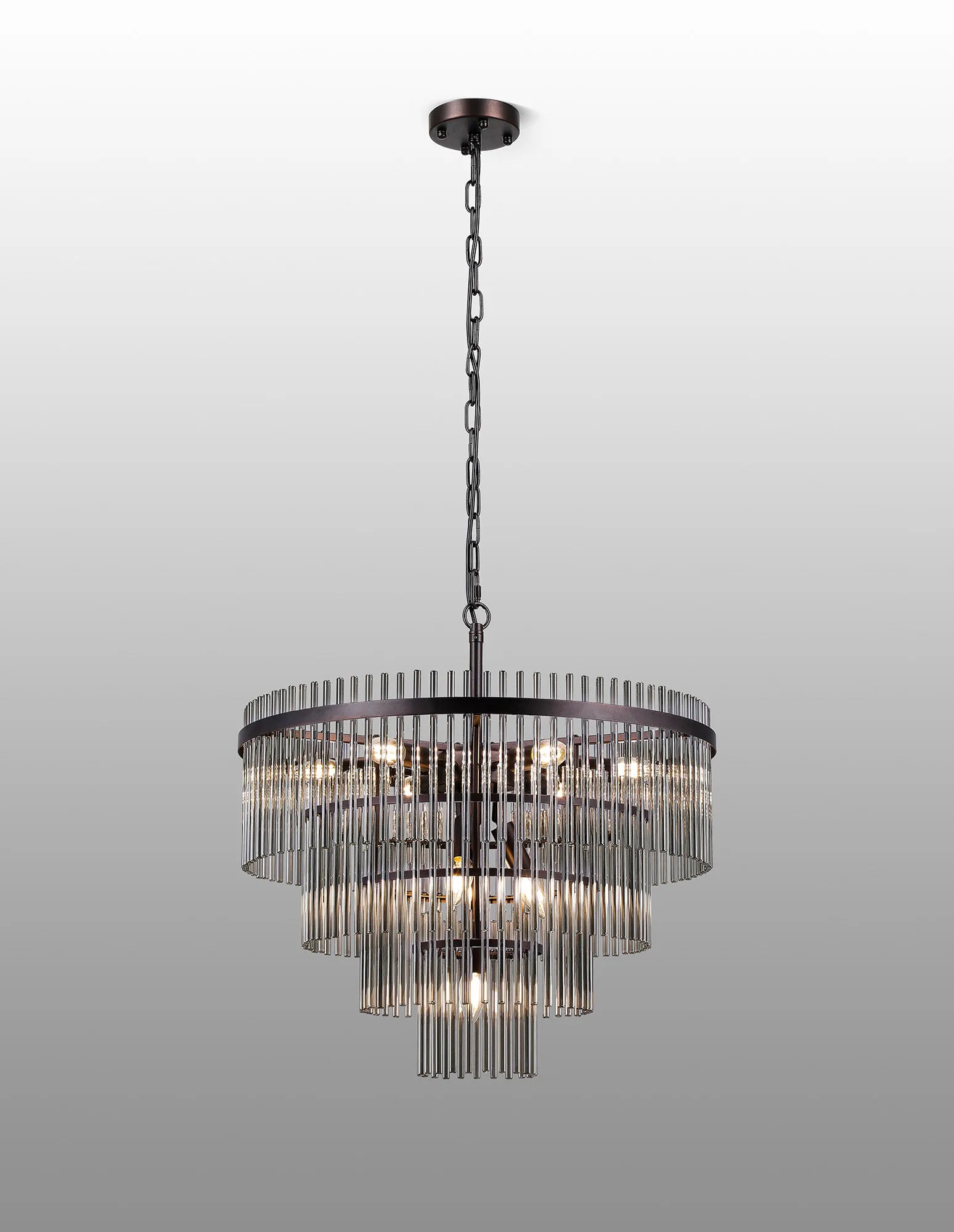 Robin 60cm Pendant & Semi Ceiling 10 Light - Brown Oxide & Smoke Glass Rods