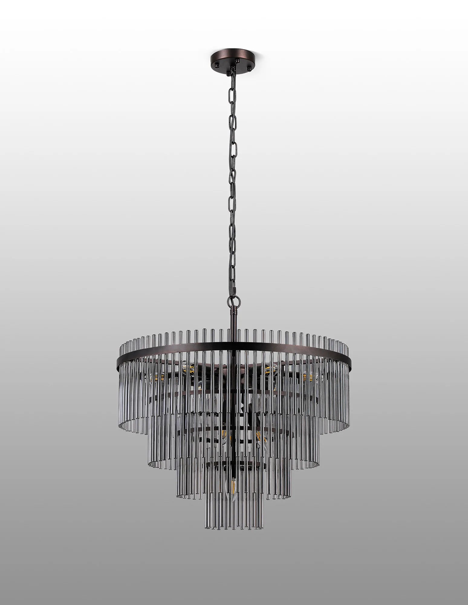 Robin 60cm Pendant & Semi Ceiling 10 Light - Brown Oxide & Smoke Glass Rods