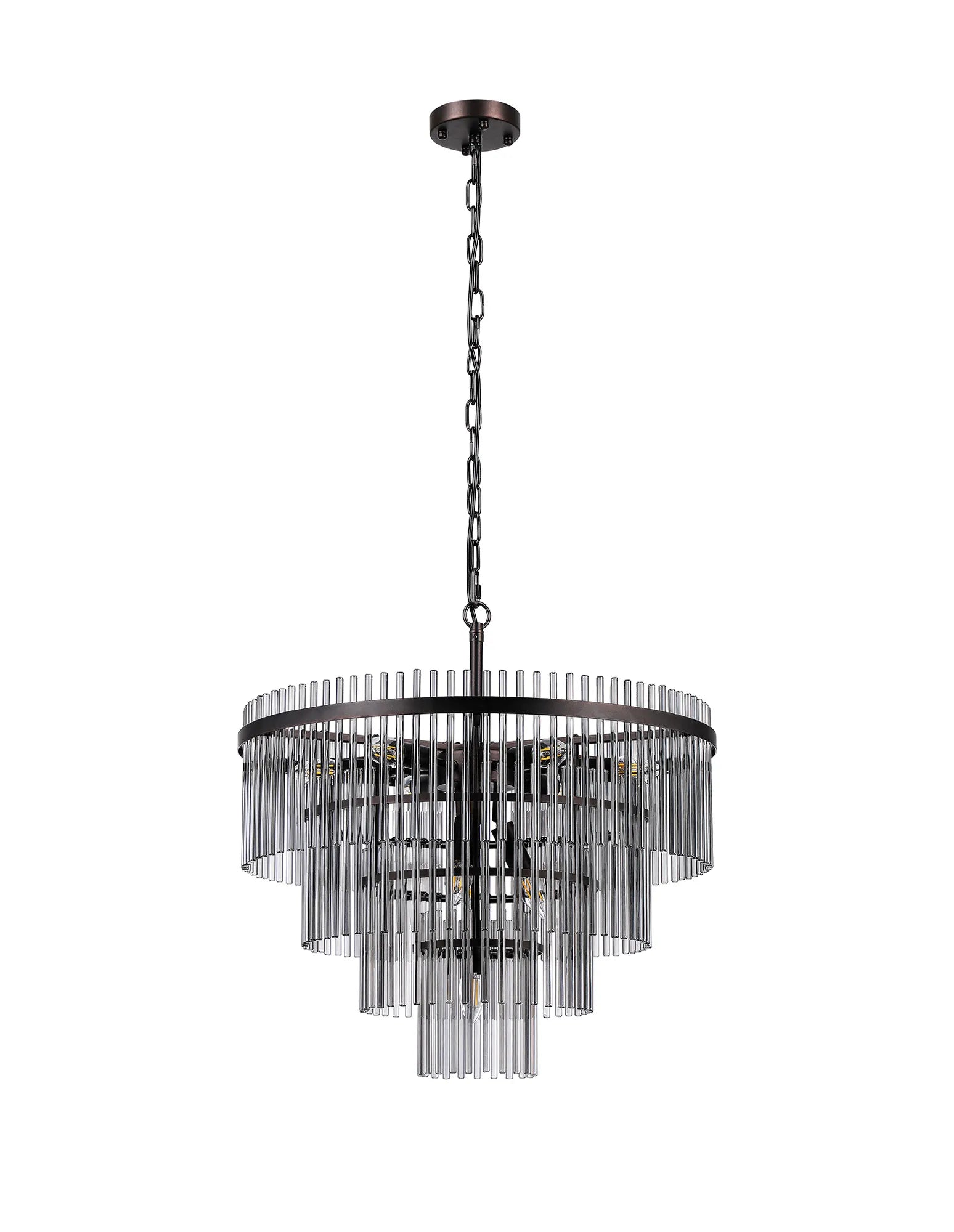 Robin 60cm Pendant & Semi Ceiling 10 Light - Brown Oxide & Smoke Glass Rods