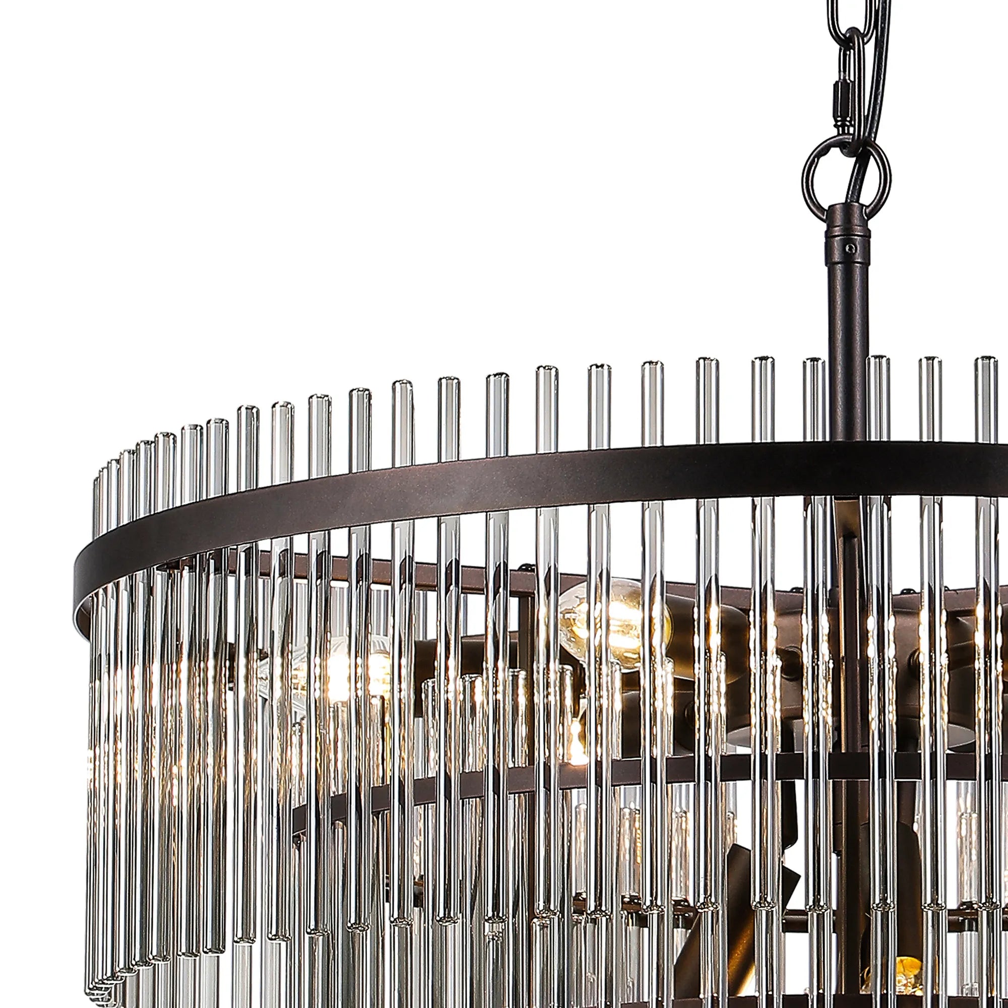 Robin 60cm Pendant & Semi Ceiling 10 Light - Brown Oxide & Smoke Glass Rods