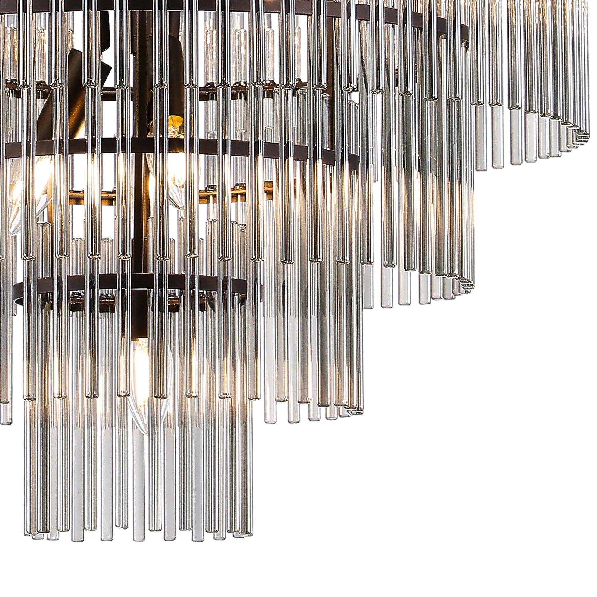 Robin 60cm Pendant & Semi Ceiling 10 Light - Brown Oxide & Smoke Glass Rods