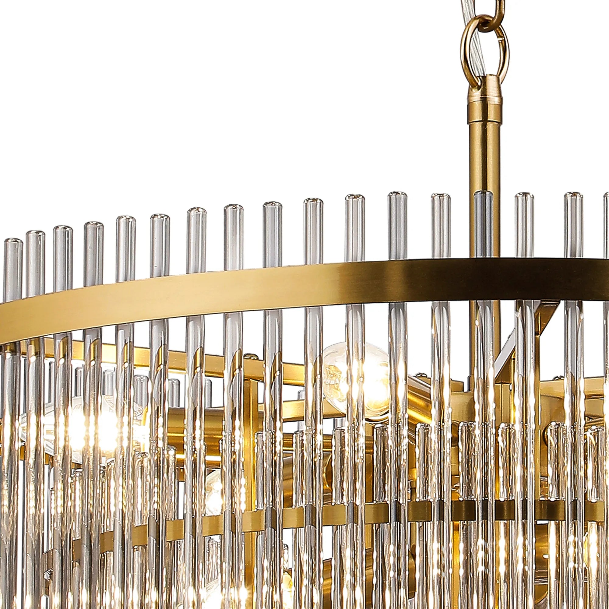 Robin 60cm Pendant & Semi Ceiling 10 Light - Brass & Smoke Glass Rods