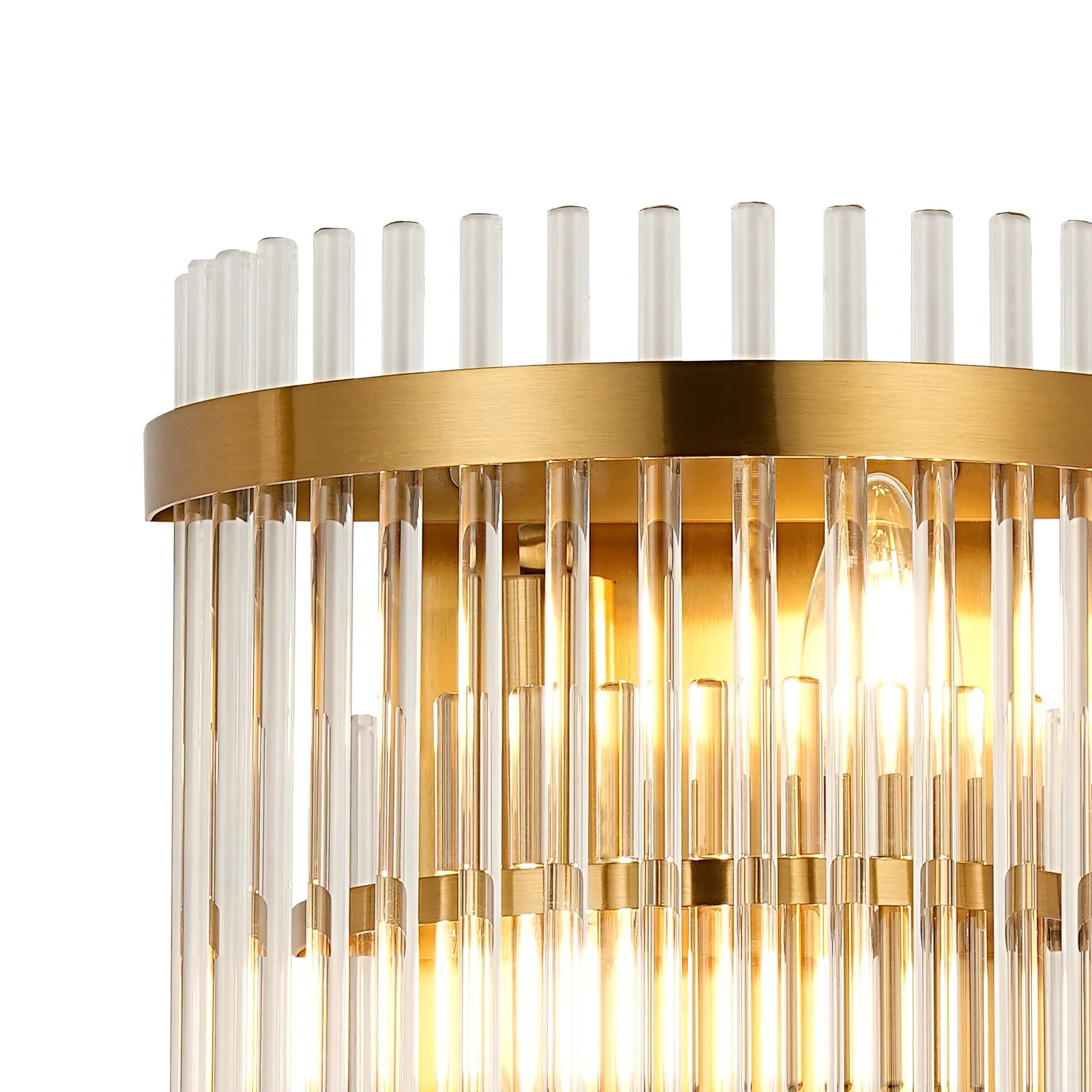 Robin Wall Lamp 2 Light - Brass & Clear Glass Rods