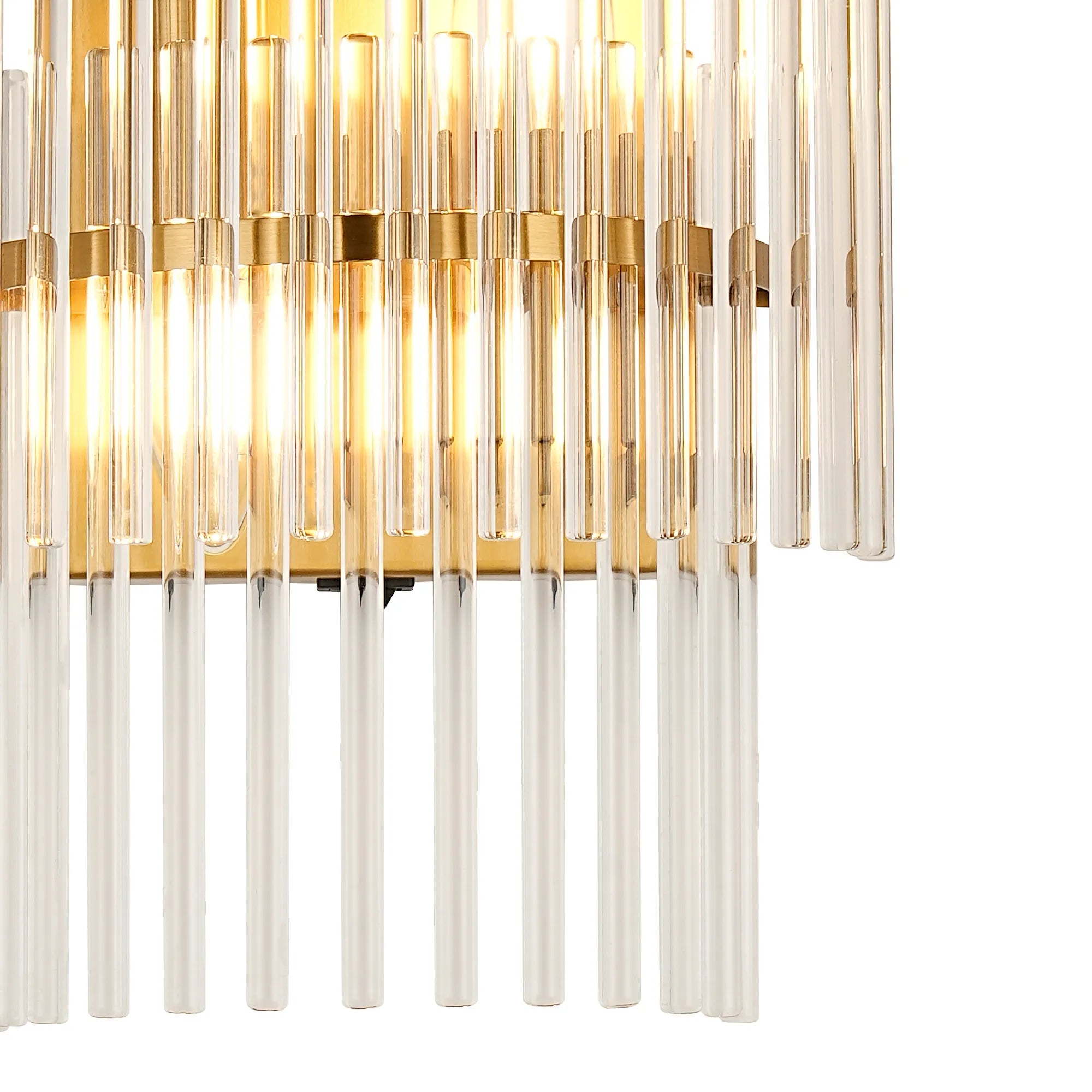 Robin Wall Lamp 2 Light - Brass & Clear Glass Rods