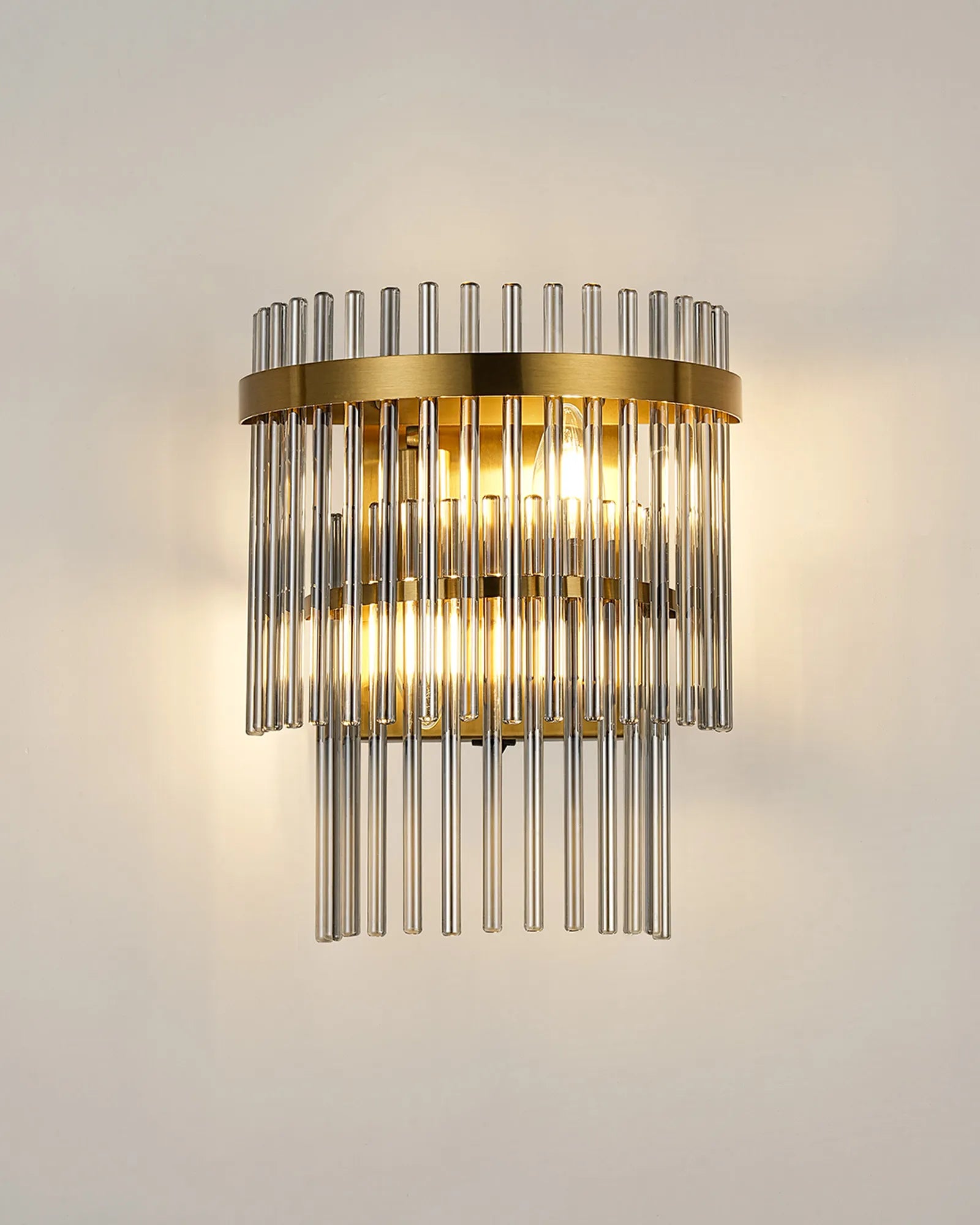 Robin Wall Lamp 2 Light - Brass & Smoke Glass Rods