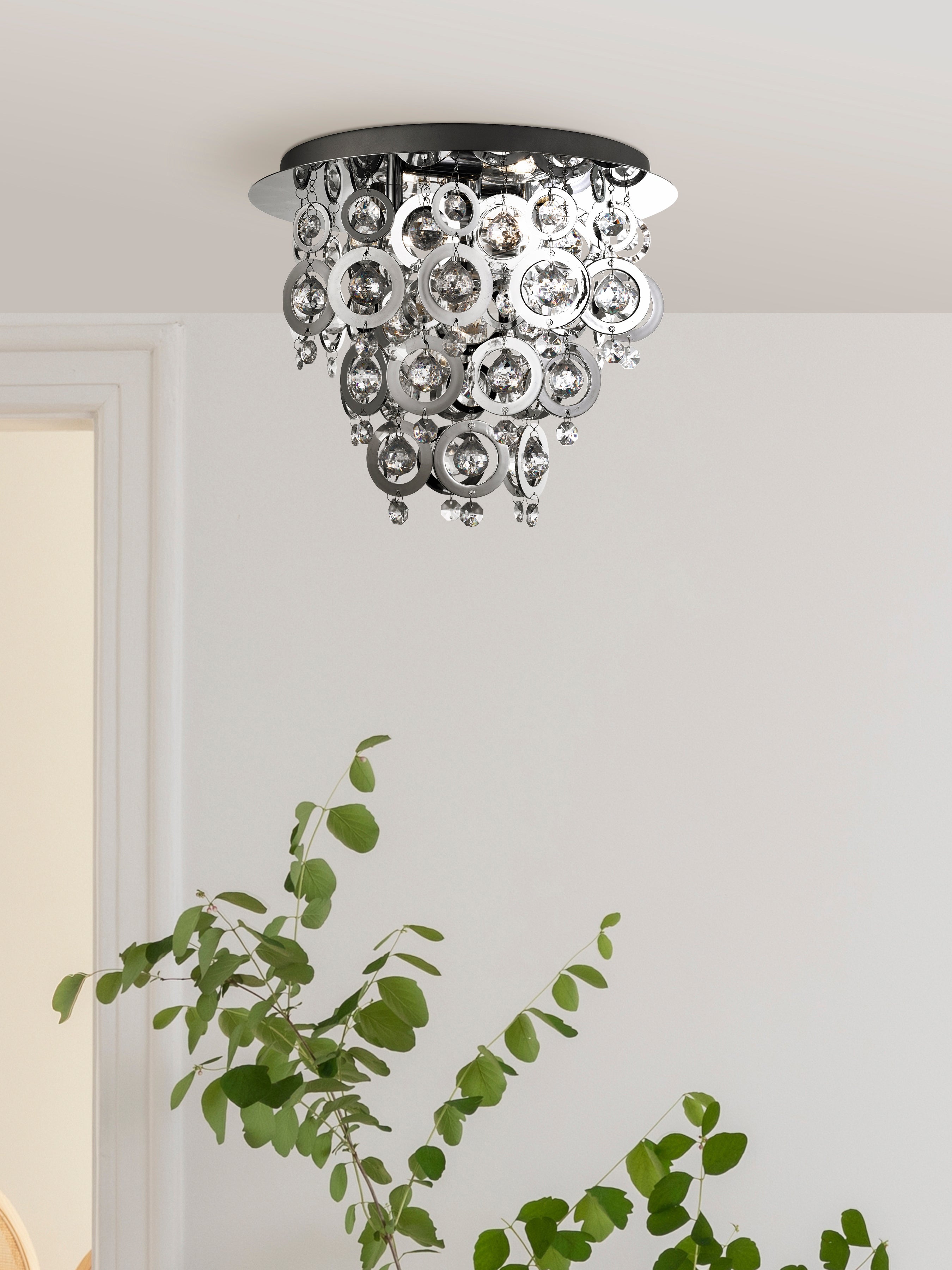 Searchlight Newton 3 Light Flush - Chrome & Acrylic