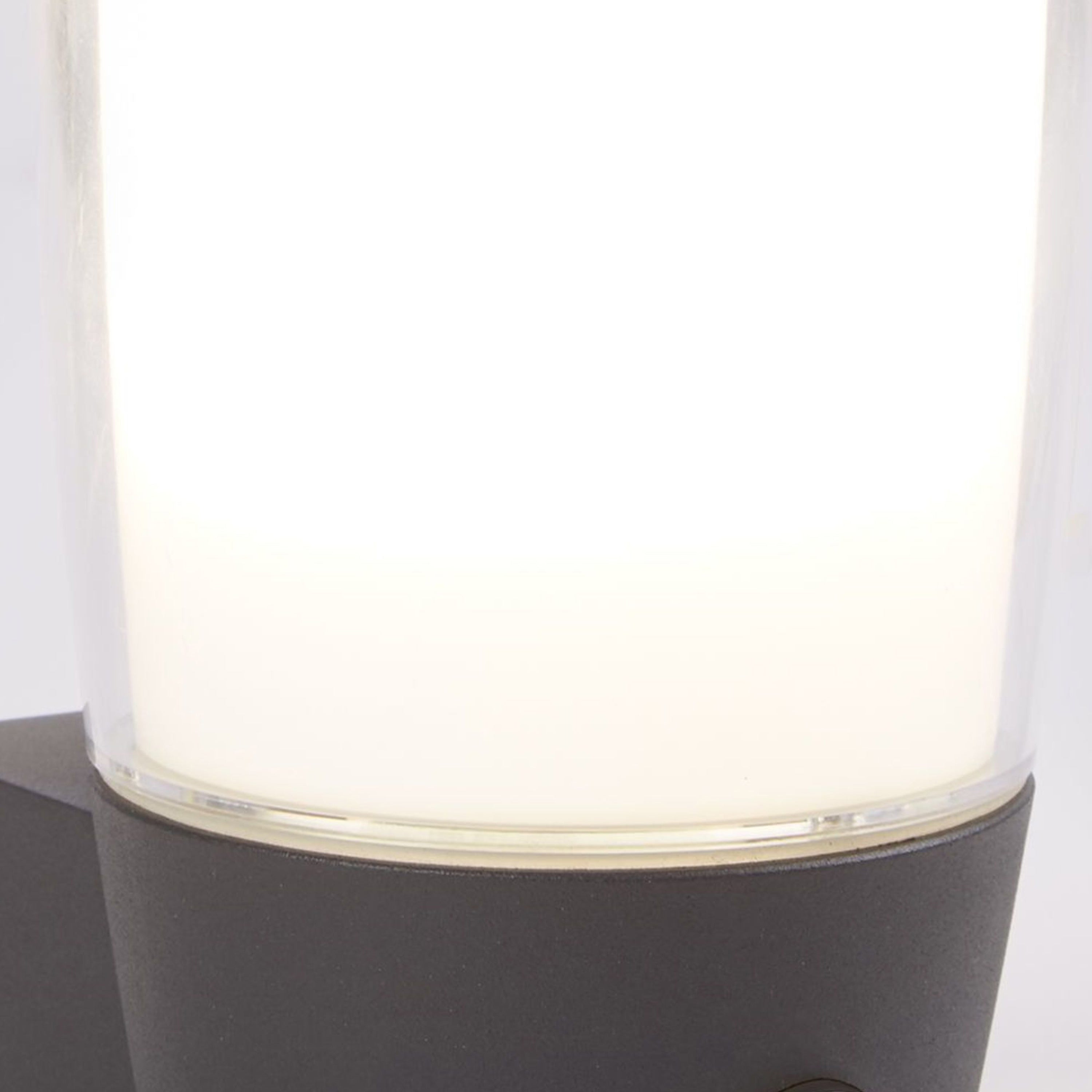 Searchlight Tees Outdoor PIR Wall Light - Grey, Clear & White Shade - IP44