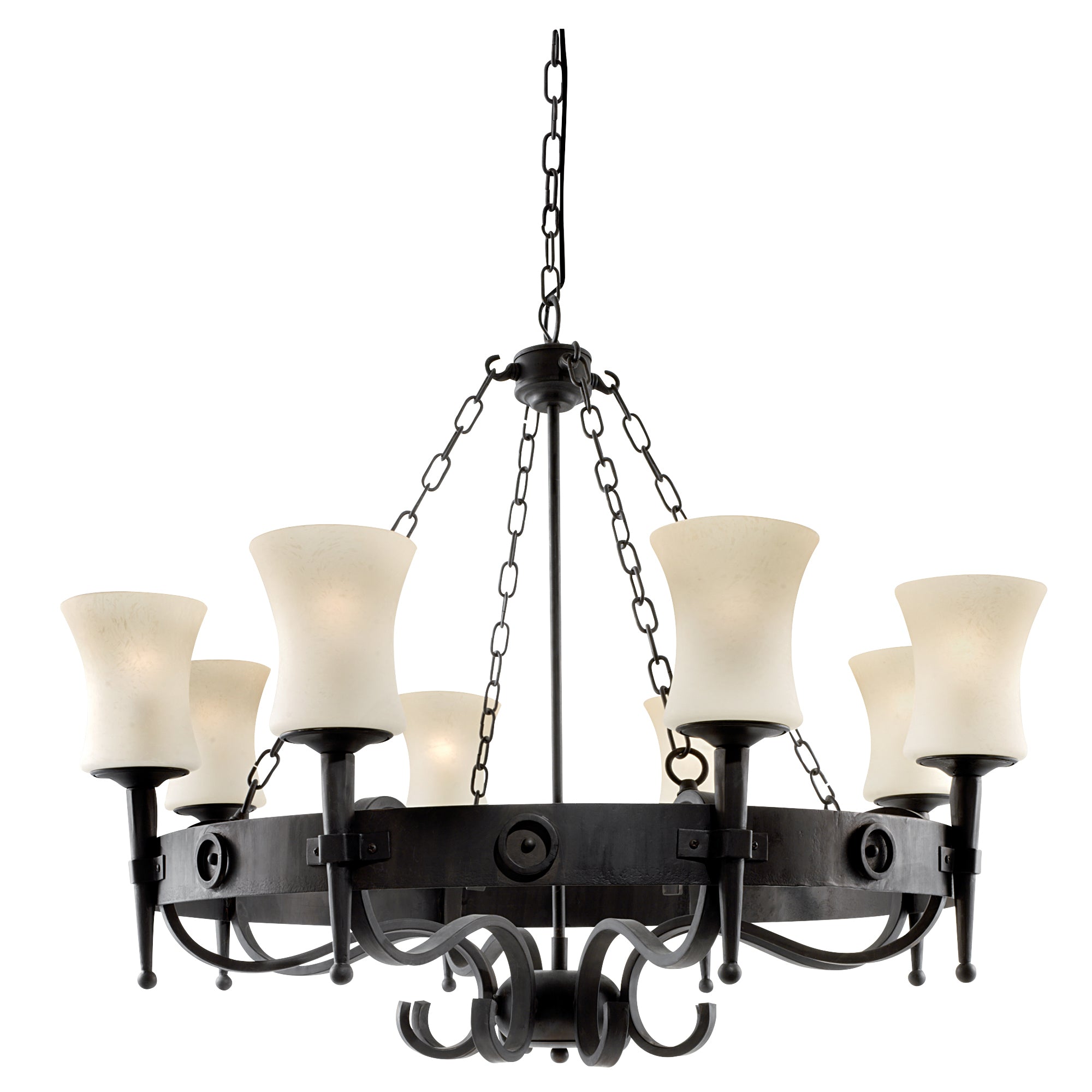 Searchlight Cadogan 8 Light Pendant - Black & Sanded Glass