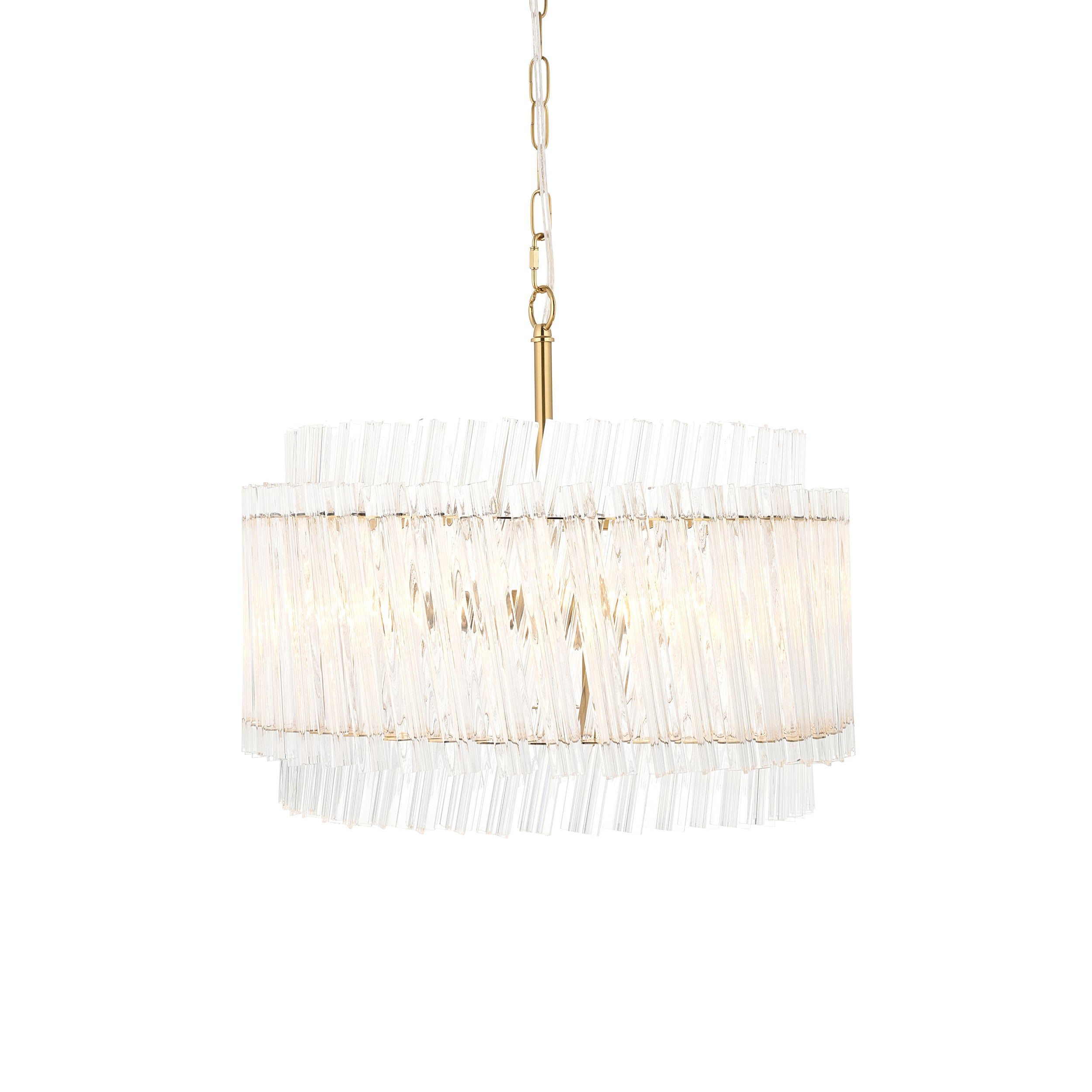 Utopia Lume 3 Light Ceiling Pendant - Brushed Aged Brass & Clear Glass