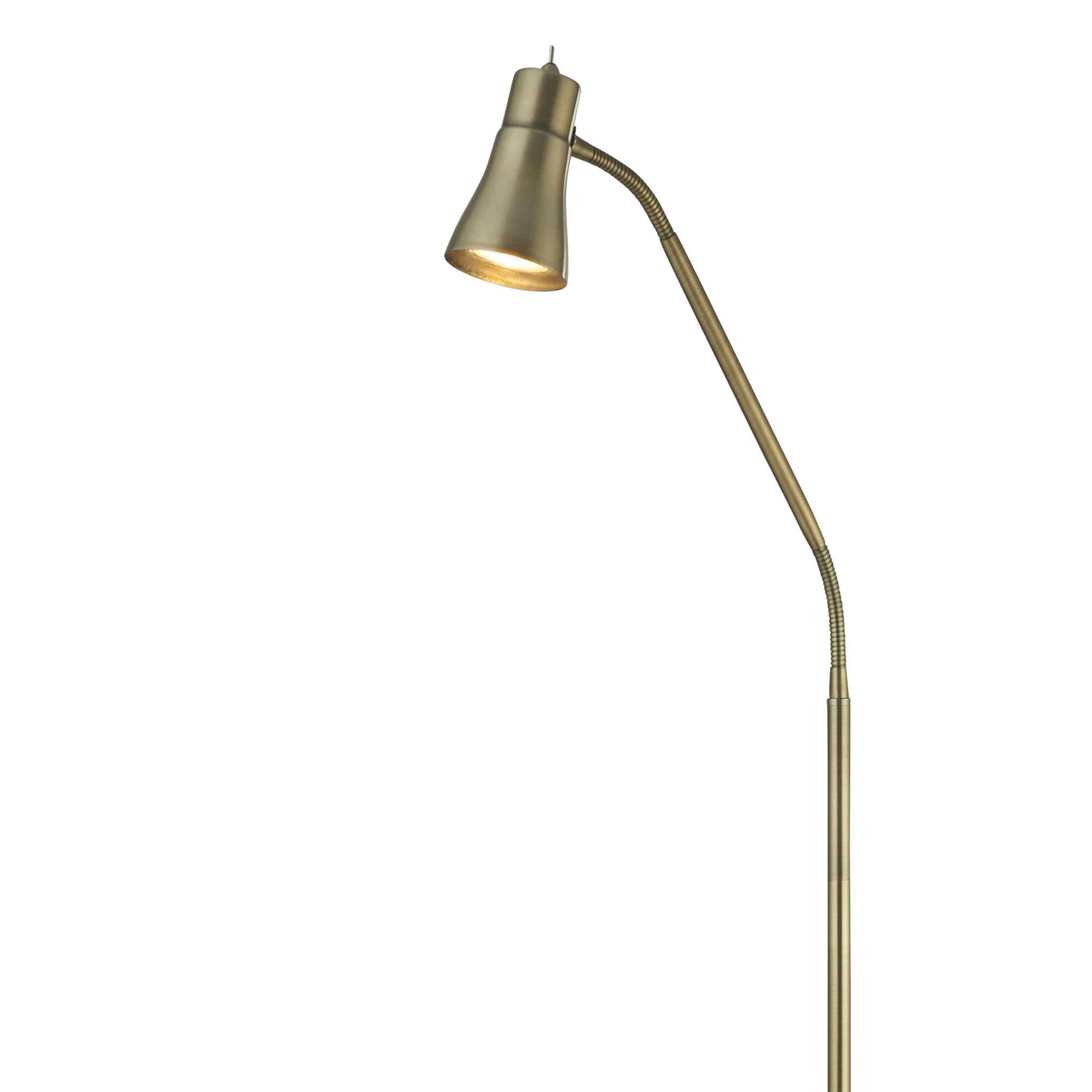 Searchlight Firdale, Floor Lamp Single With Flexi Head, Antique Brass