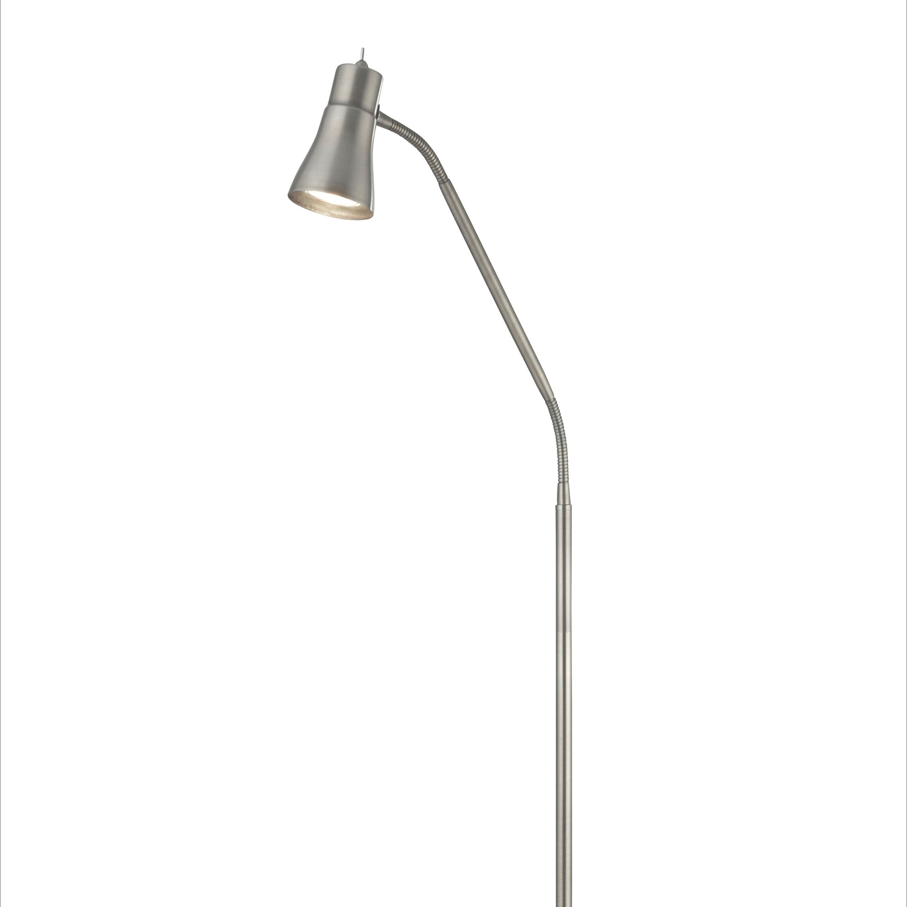 Searchlight Firdale Floor Lamp Single With Flexi Head - Satin Silver