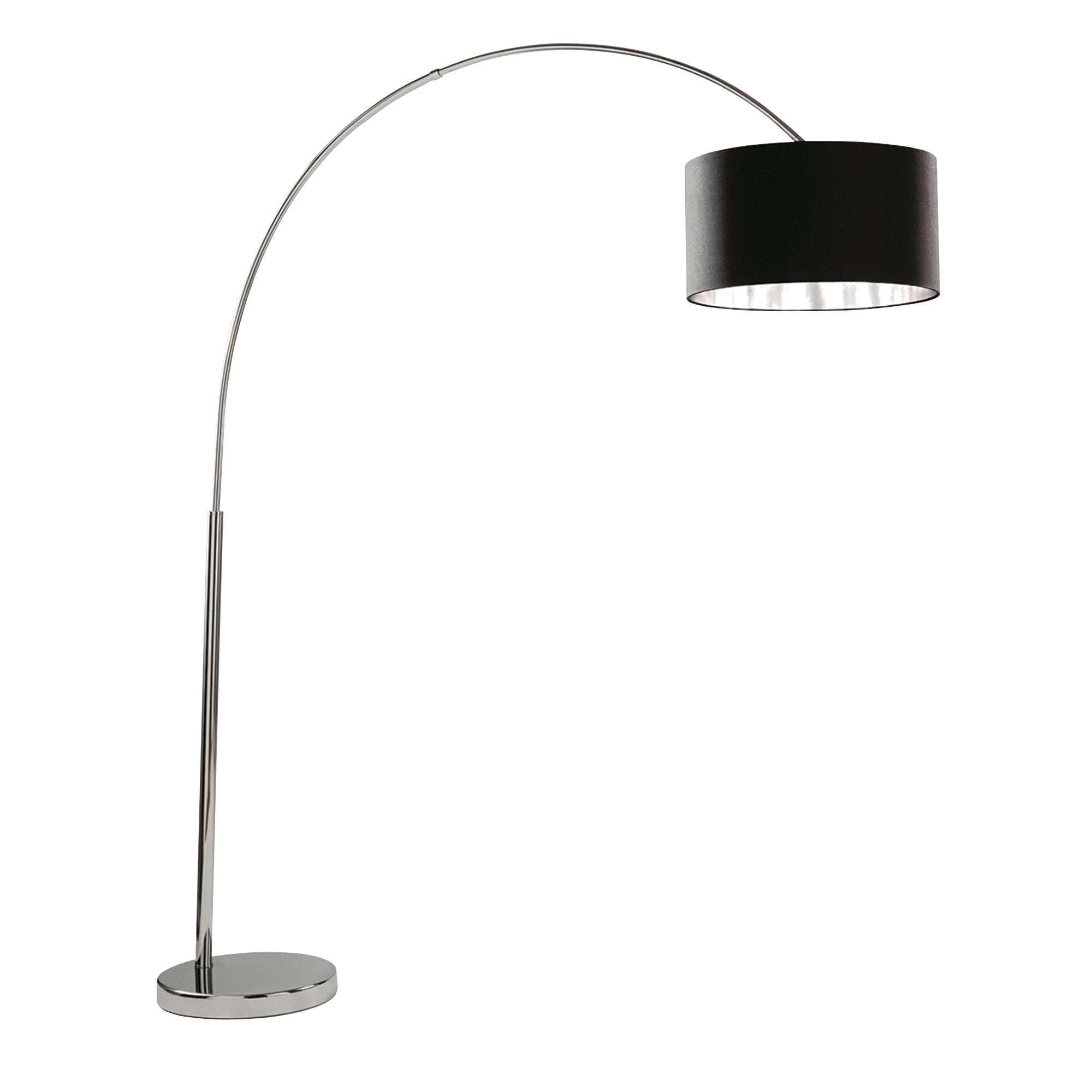 Searchlight Anson Floor Lamp - Chrome/Black Shade Silver Liner