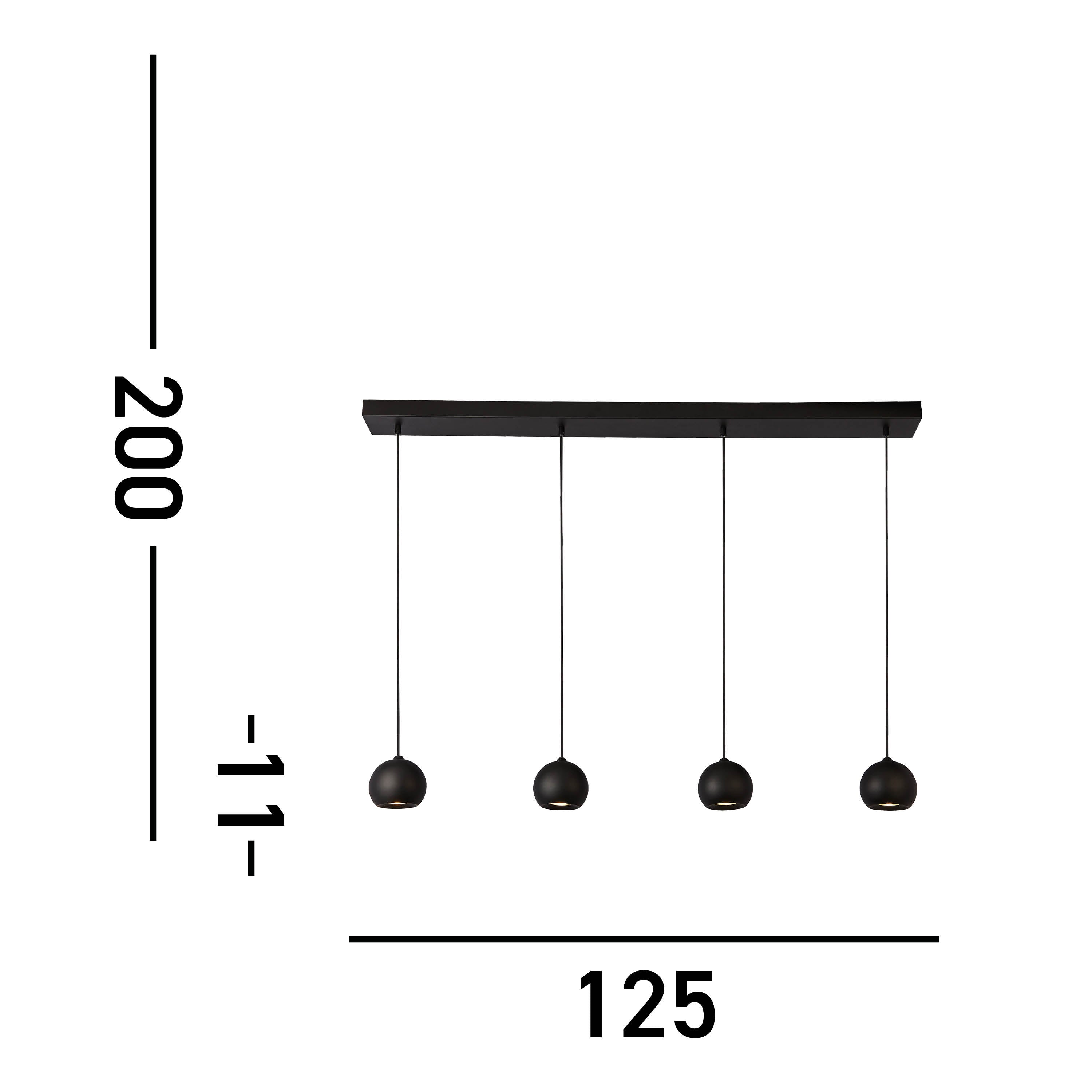 Searchlight Eccles 4 Light Bar Ceiling Pendant - Black