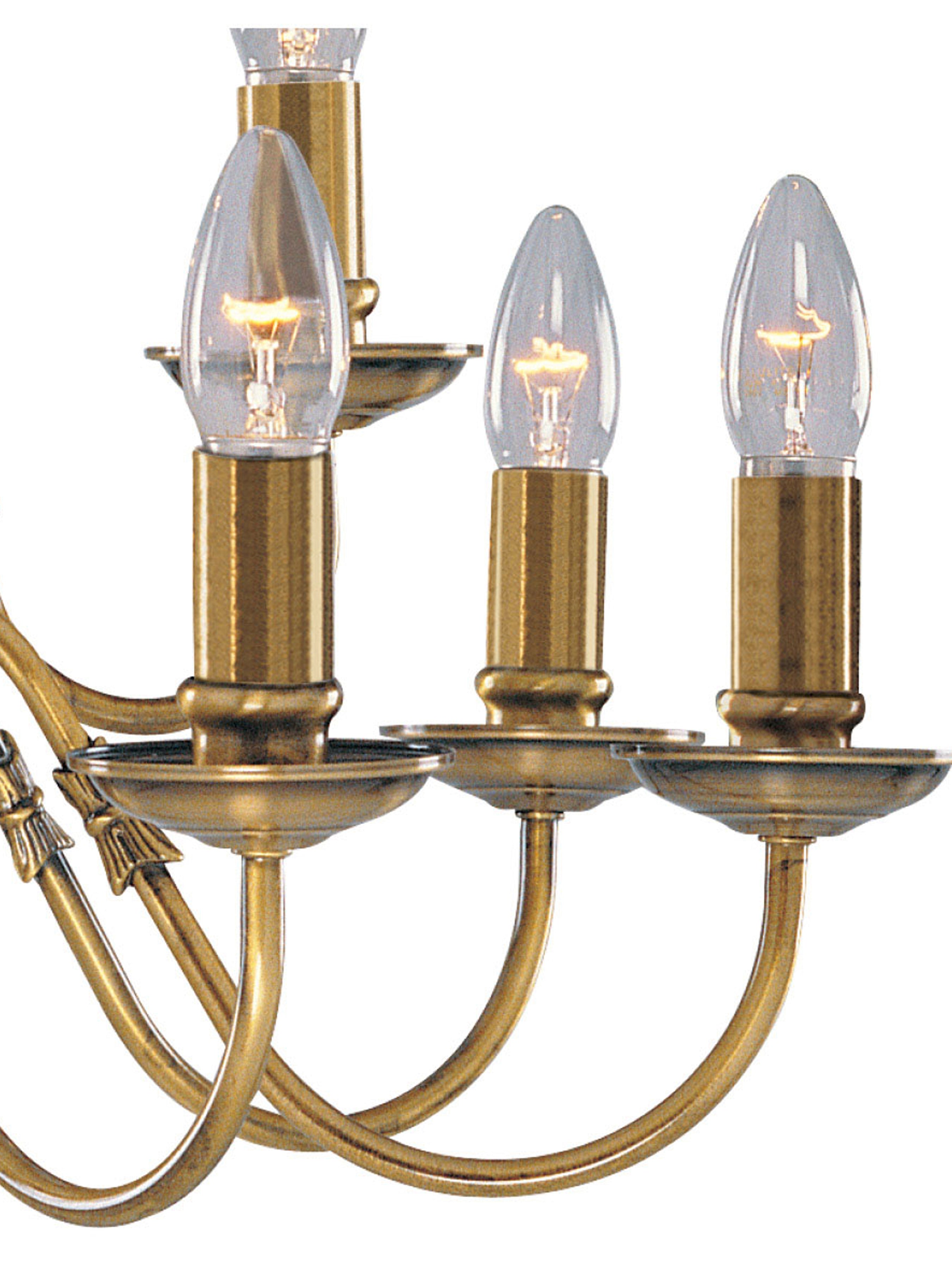 Searchlight Fearnside Solid Antique Brass 12 Light Chandelier With Metal Candle Covers