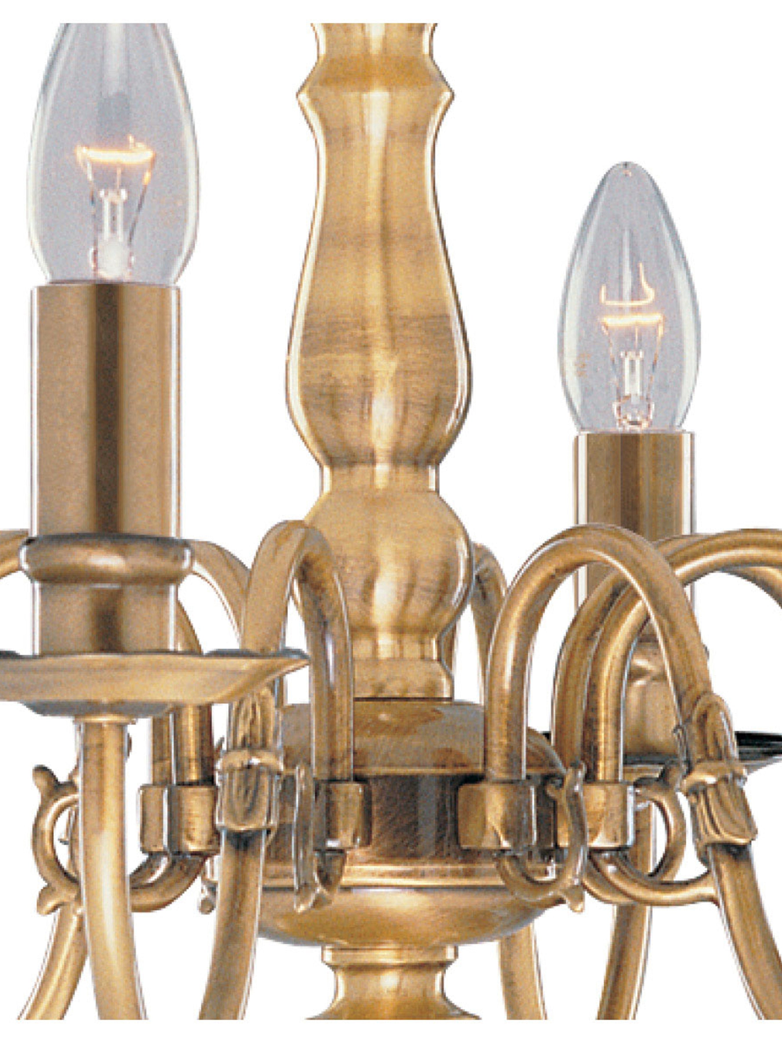 Searchlight Fearnside Solid Antique Brass 8 Light Chandelier With Metal Candle Covers