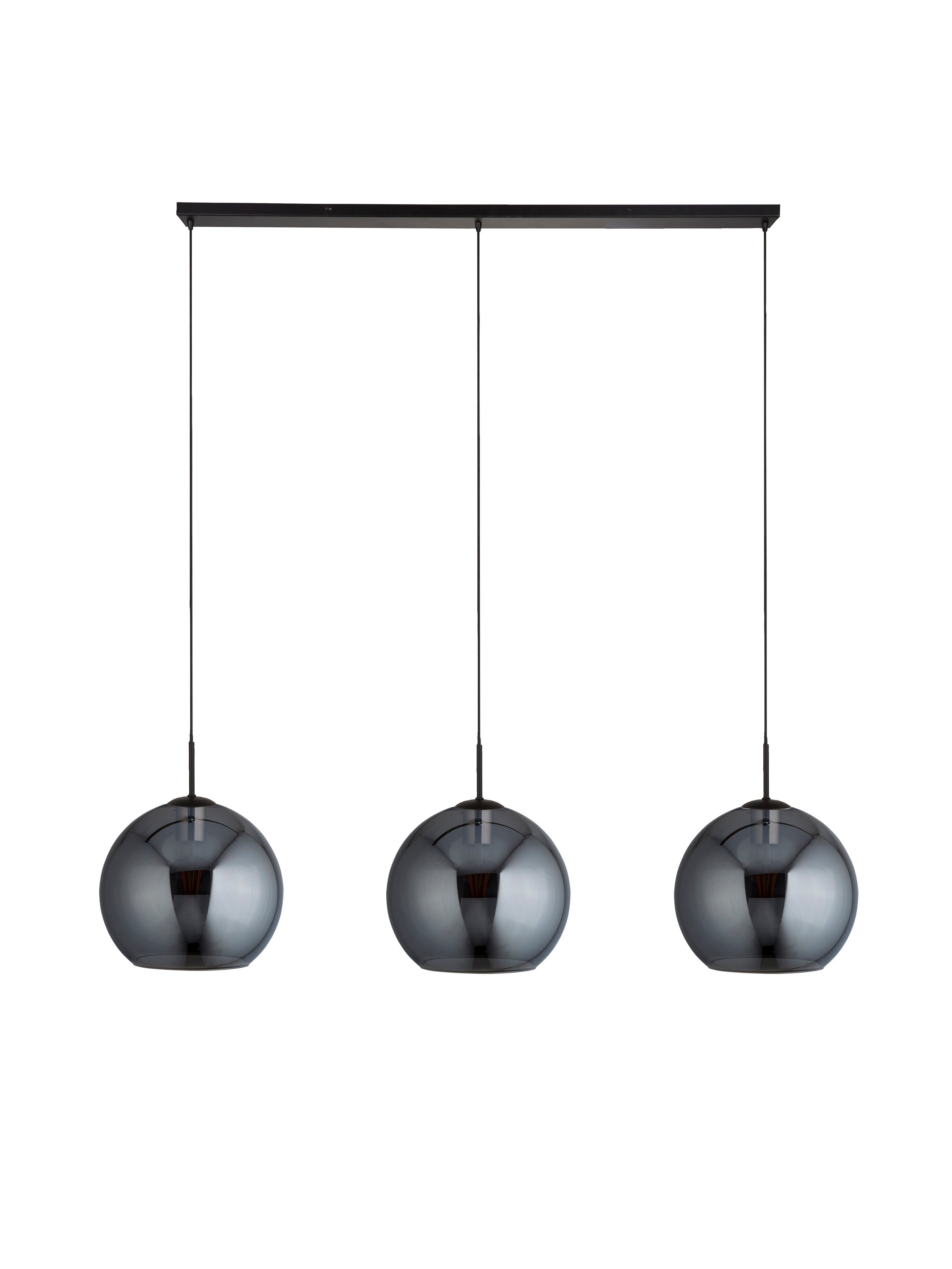 Searchlight Alma 3 Light Ceiling Pendant - Black & Smoked Glass