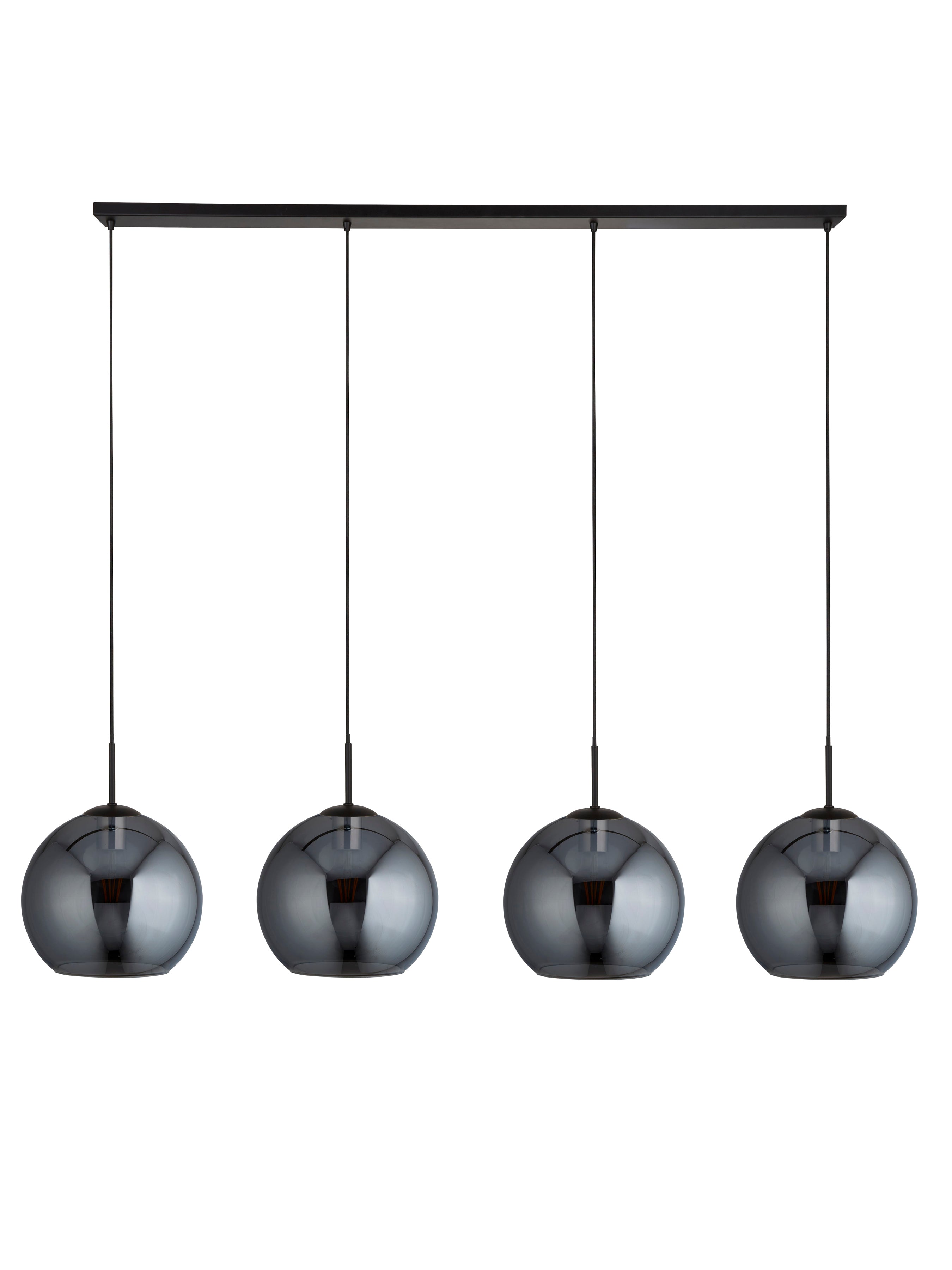 Searchlight Alma 4 Light Ceiling Pendant - Black & Smoked Glass
